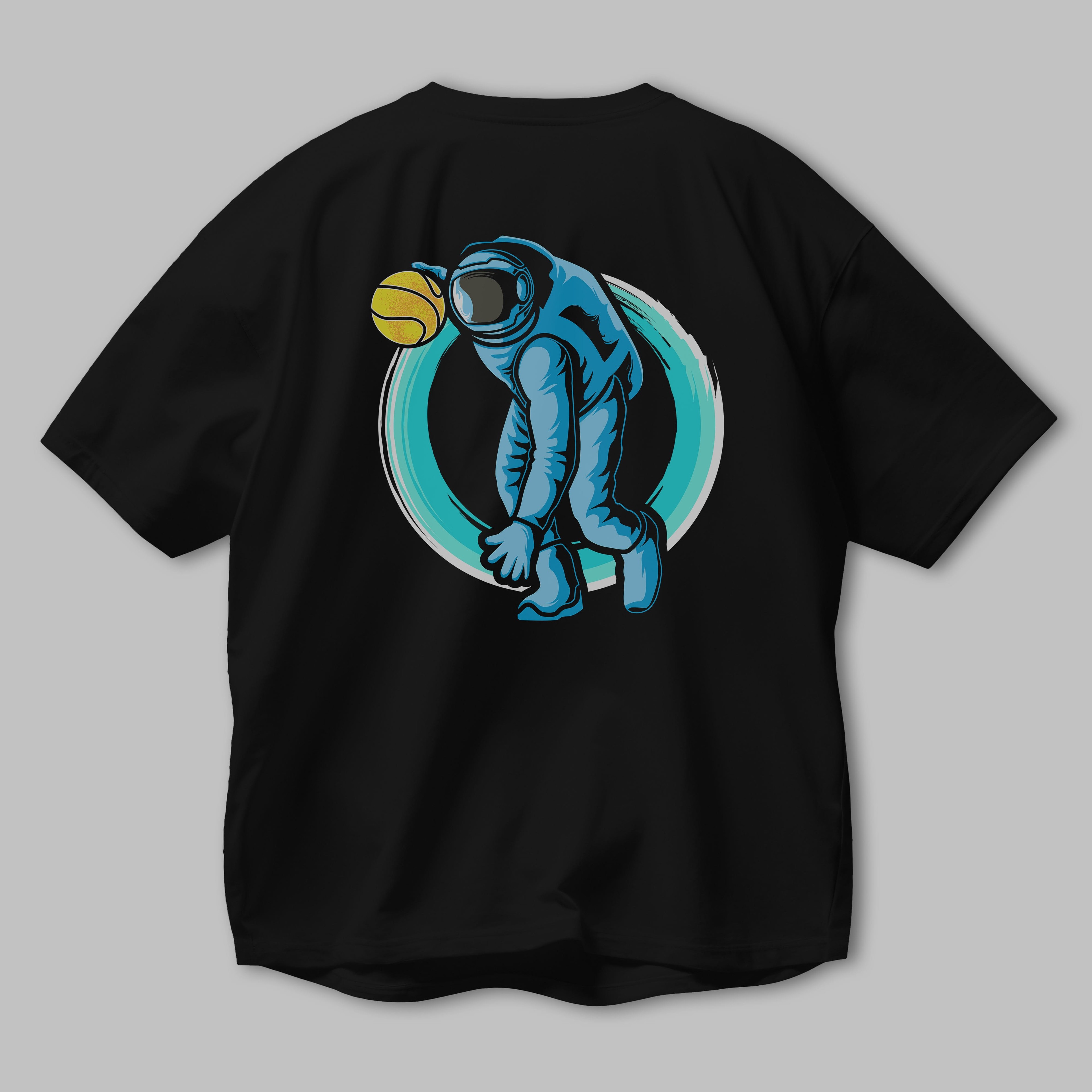 Astronaut Dribble Arka Baskılı Oversize t-shirt Erkek Kadın Unisex