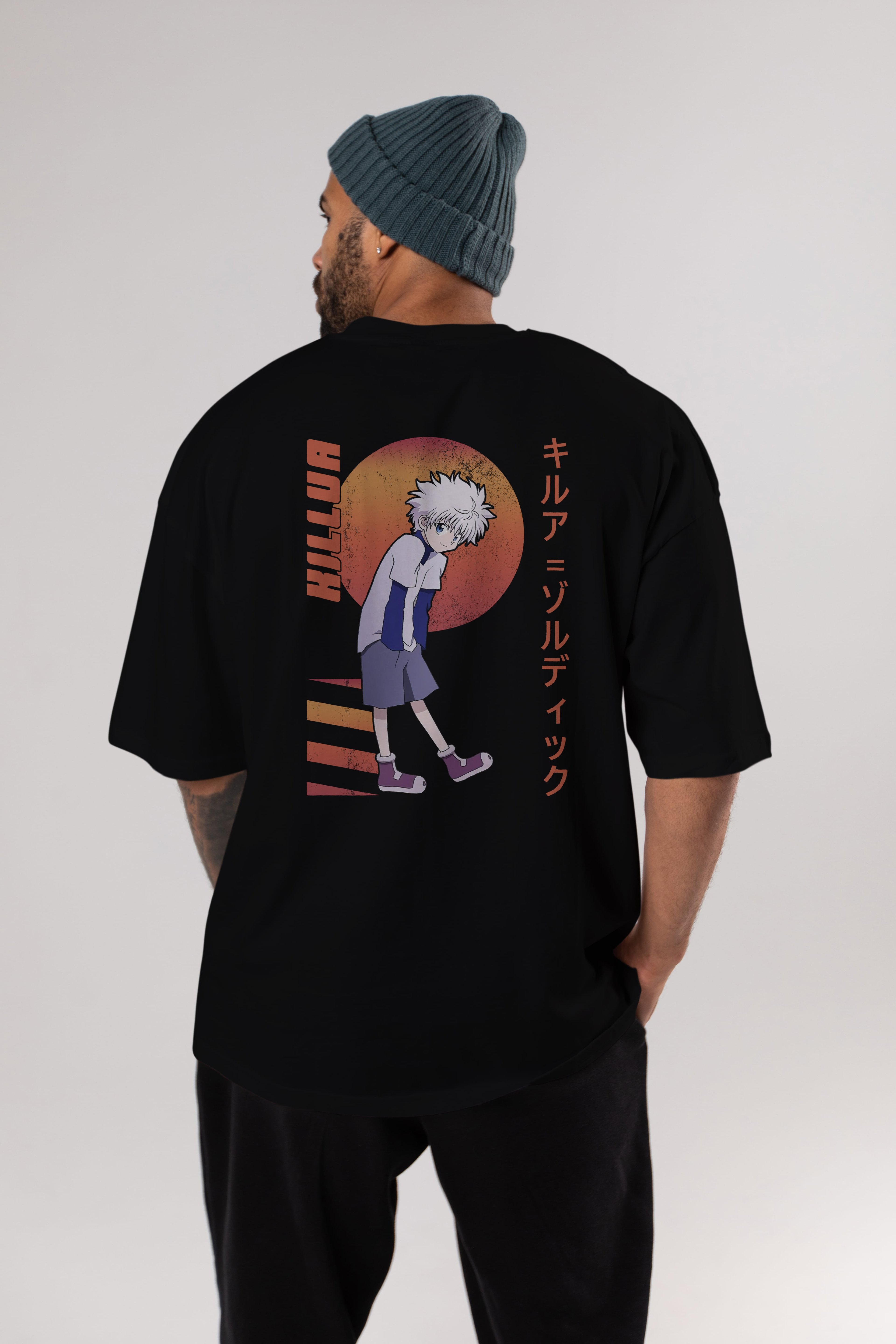 Killua Zoldyck 5 2 Anime Arka Baskılı Oversize t-shirt Erkek Kadın Unisex