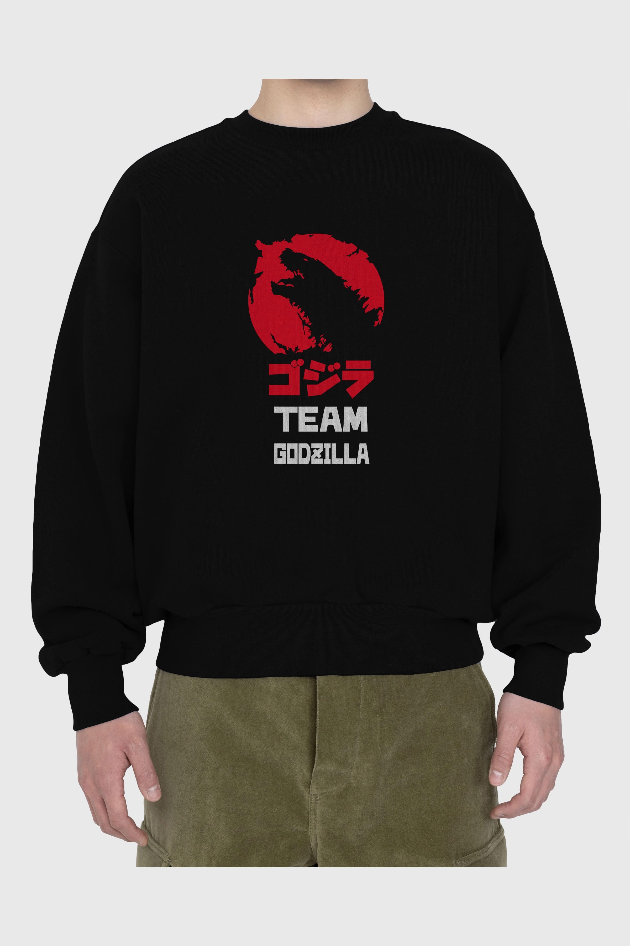 Team Godzilla Ön Baskılı Oversize Sweatshirt Erkek Kadın Unisex