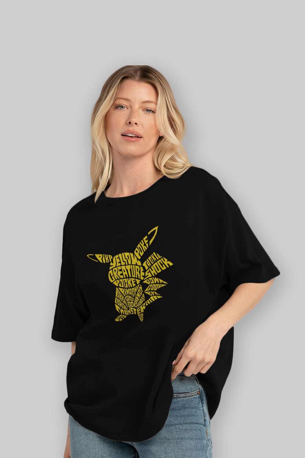 Pocket Monster Ön Baskılı Oversize t-shirt %100 pamuk Erkek Kadın Unisex