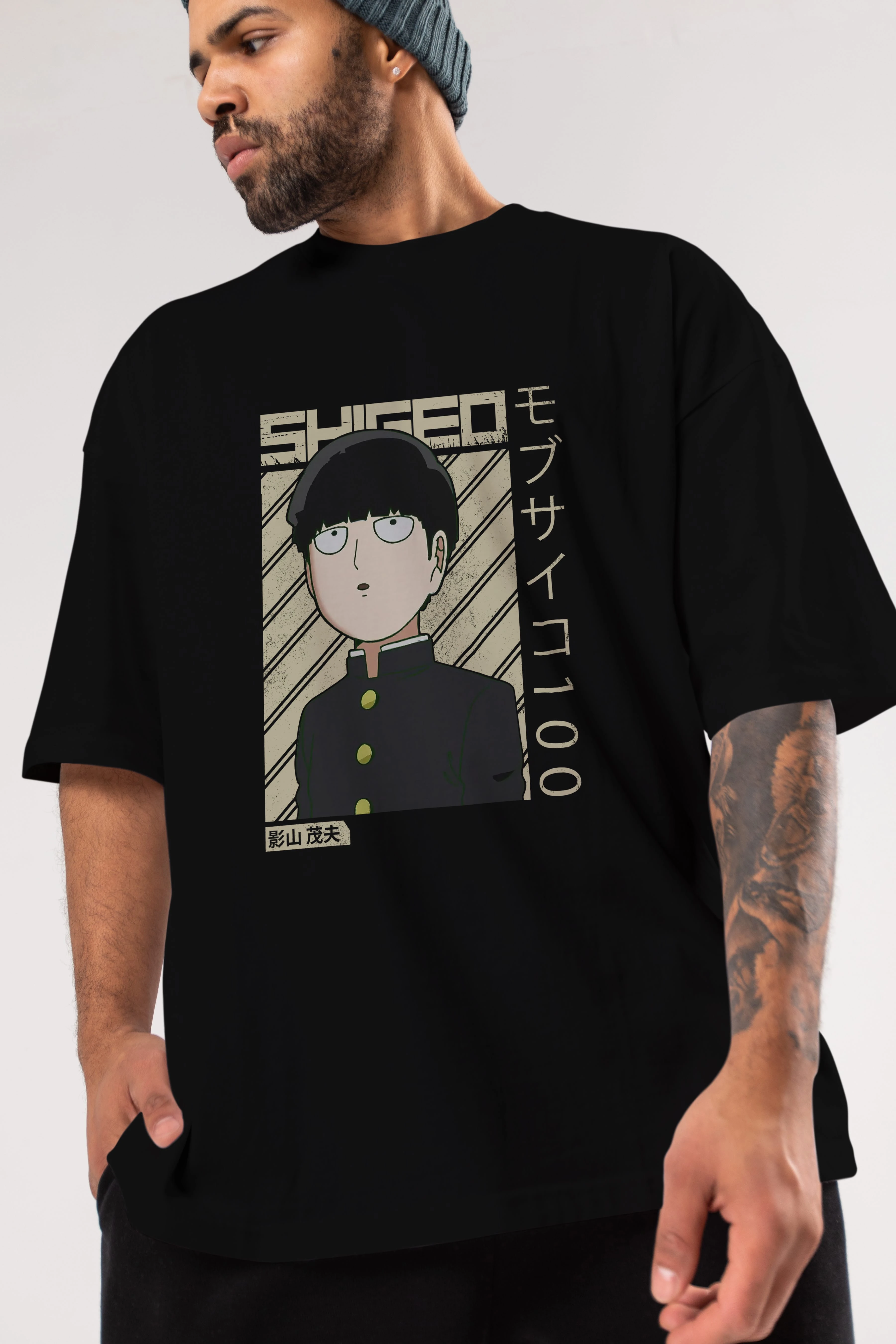 Shigeo Kageyama 2 Anime Ön Baskılı Oversize t-shirt %100 pamuk Erkek Kadın Unisex