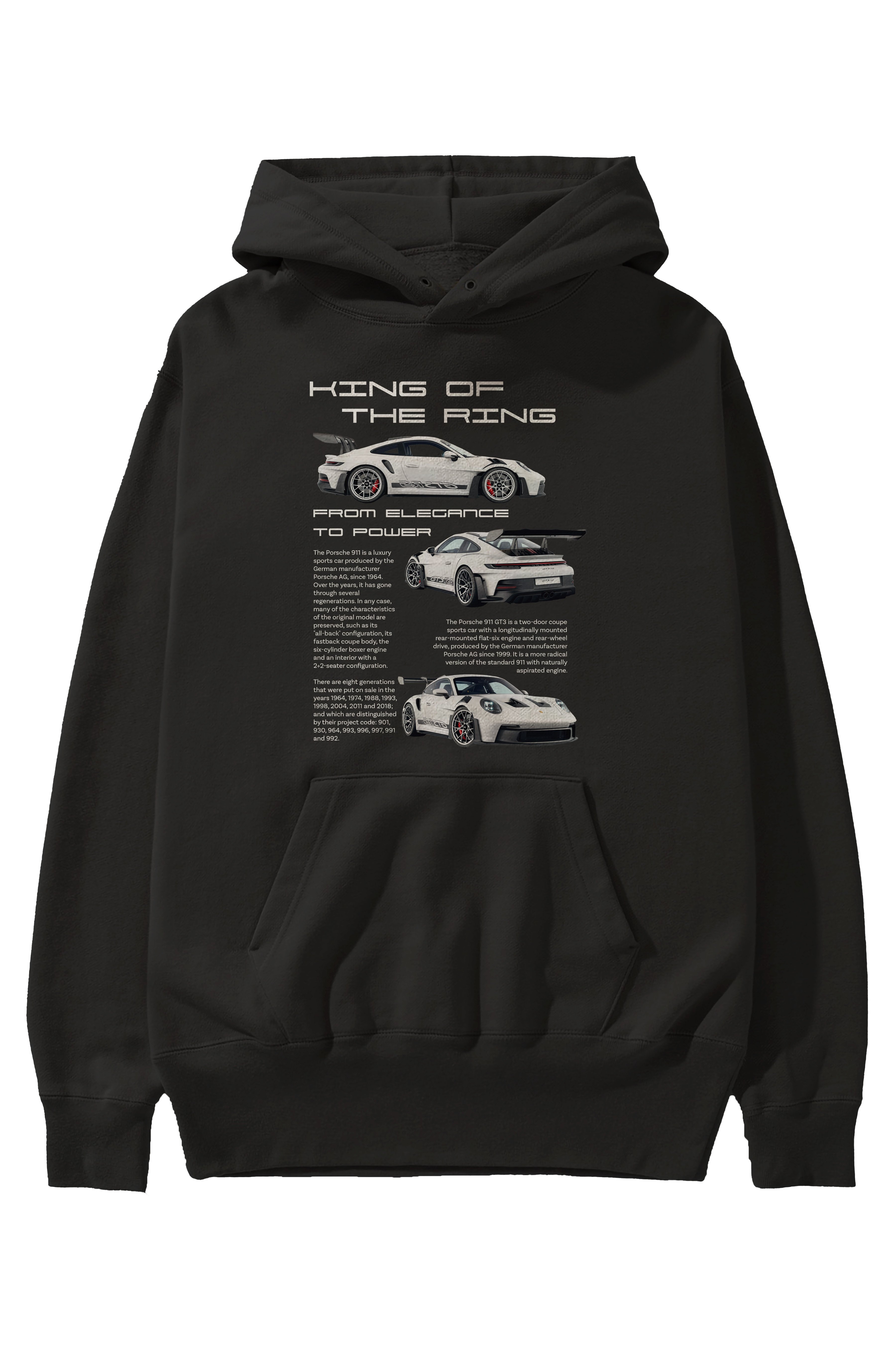 PORSCHE 911 KING Ön Baskılı Hoodie Oversize Kapüşonlu Sweatshirt Erkek Kadın Unisex