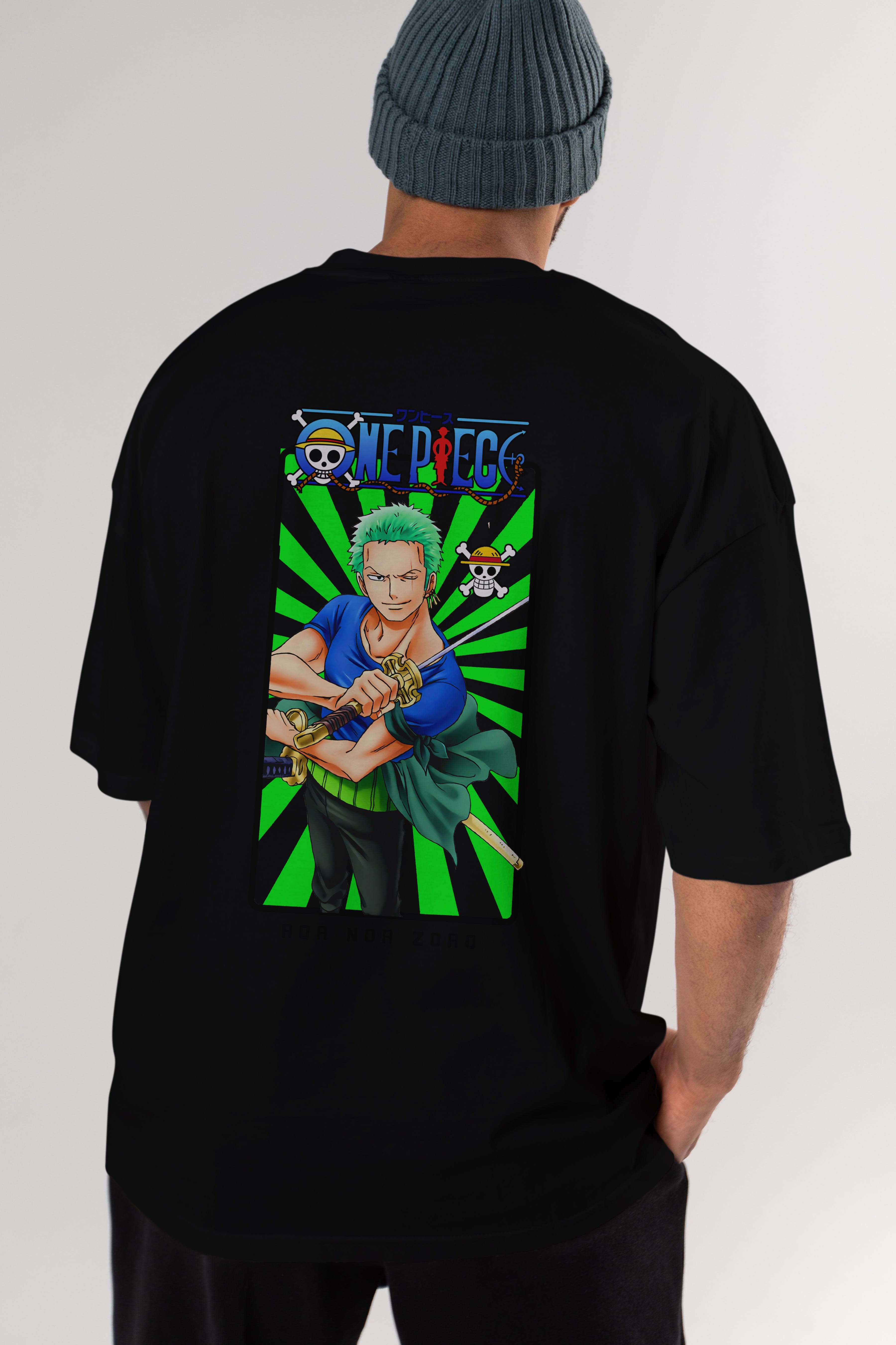 Roronoa Zoro 6 Anime Arka Baskılı Oversize t-shirt Erkek Kadın Unisex %100 pamuk tişort