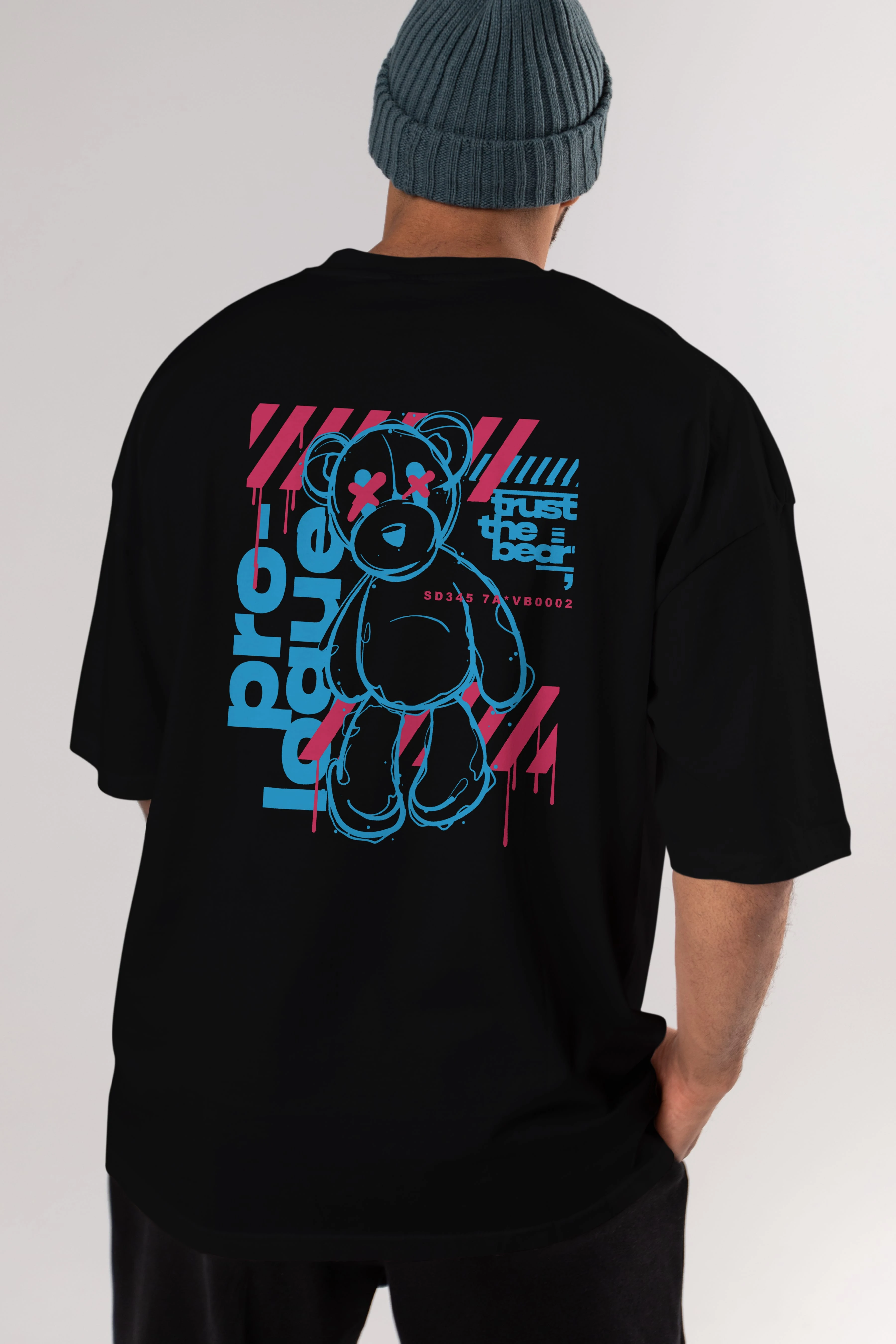 Trust The Bear Arka Baskılı Oversize t-shirt Erkek Kadın Unisex