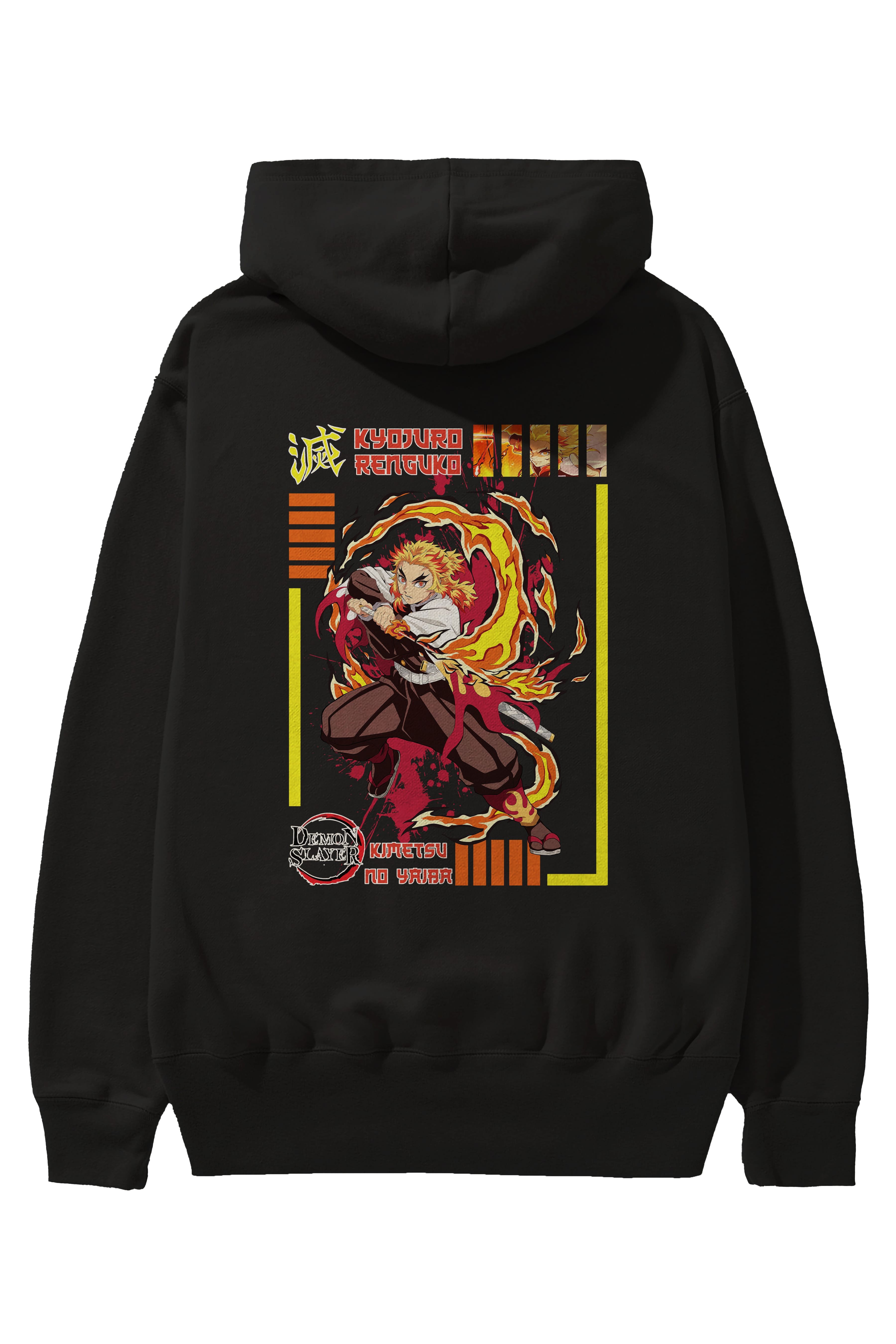 KYOJURO RENGOKU Anime Arka Baskılı Hoodie Oversize Kapüşonlu Sweatshirt Erkek Kadın Unisex