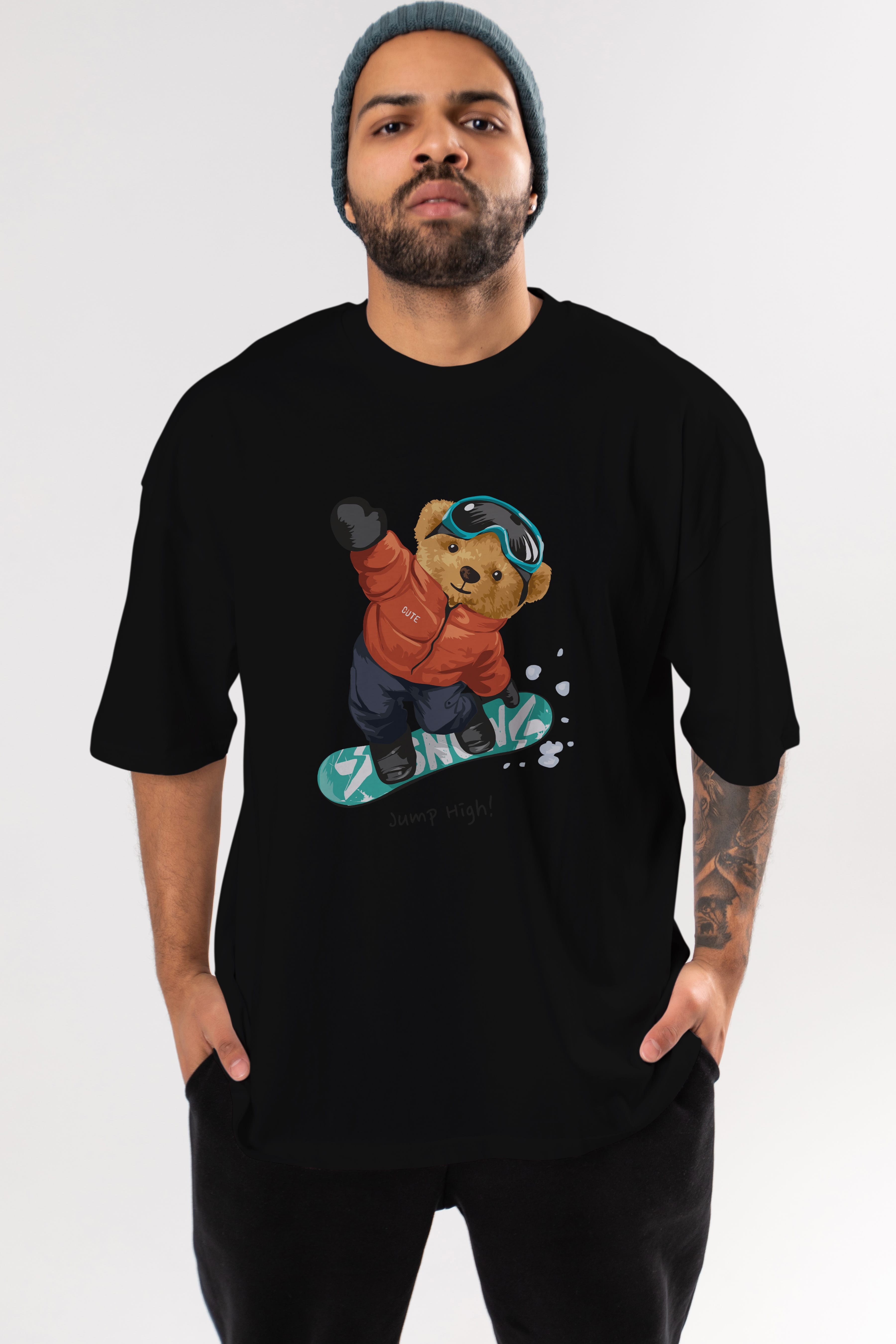 Teddy Bear Jump High Ön Baskılı Oversize t-shirt Erkek Kadın Unisex %100 Pamuk