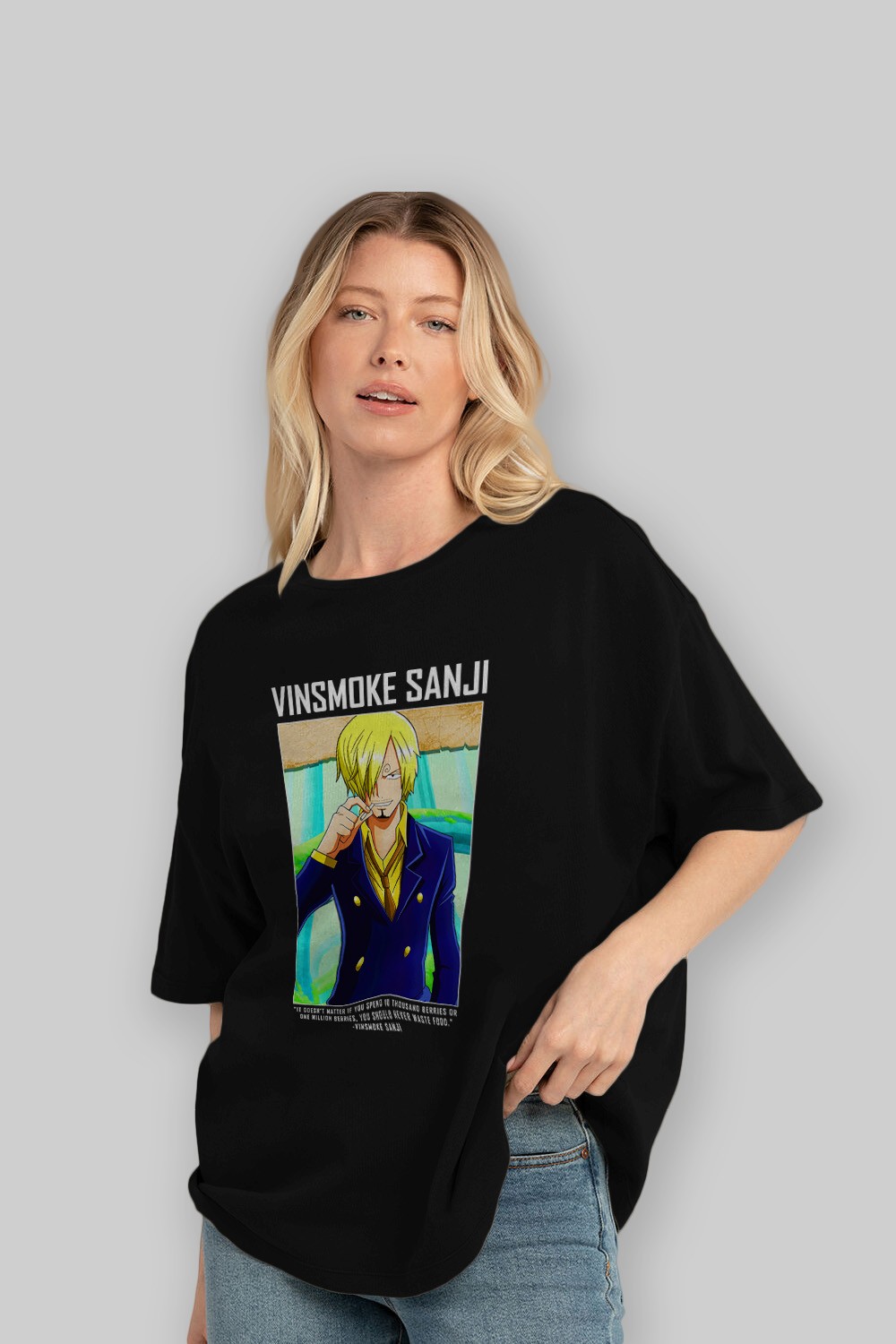 Sanji 2 Anime Ön Baskılı Oversize t-shirt Erkek Kadın Unisex