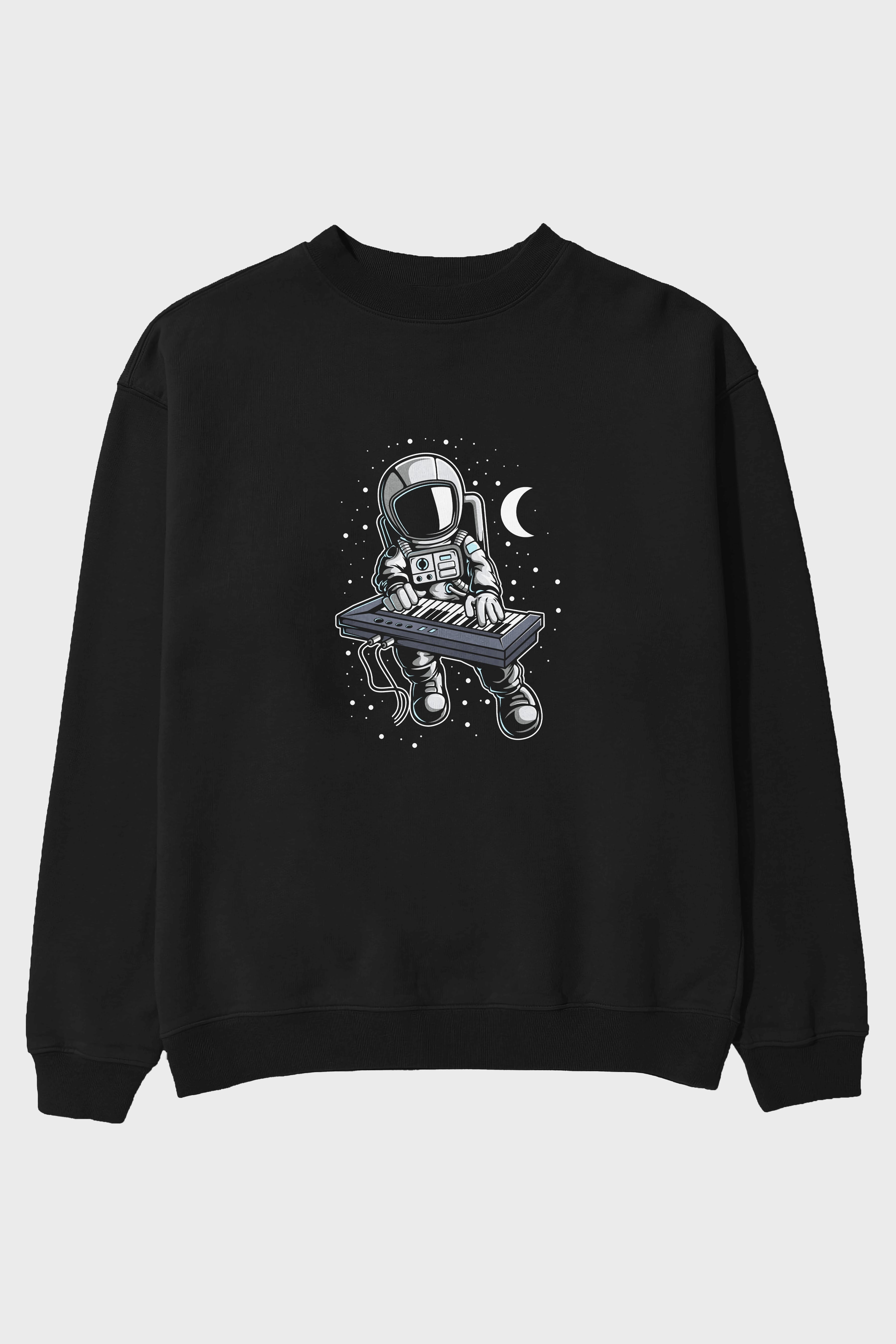 Astronaut Keyboard (2) Ön Baskılı Oversize Sweatshirt Erkek Kadın Unisex
