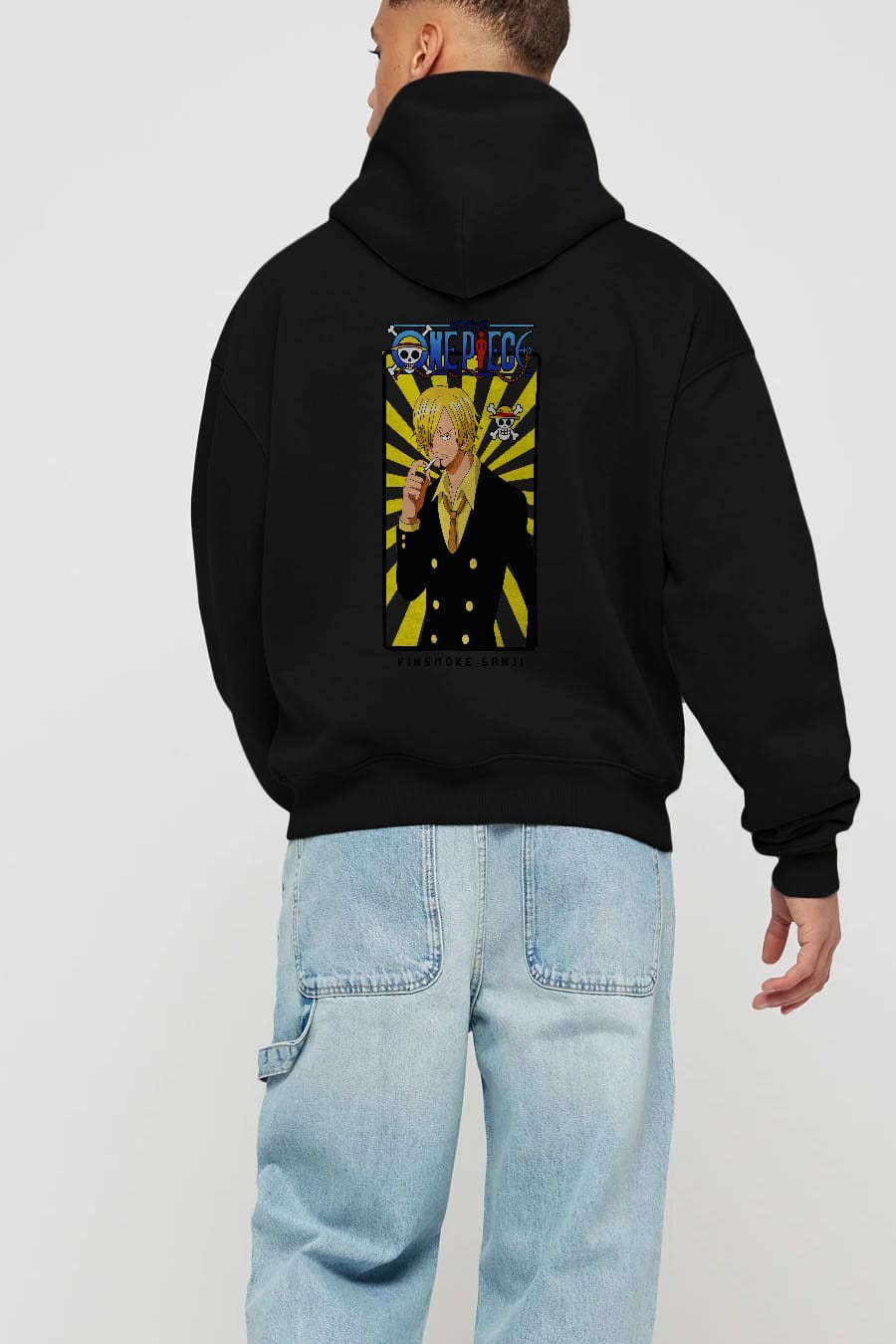 Sanji 4 Anime Arka Baskılı Hoodie Oversize Kapüşonlu Sweatshirt Erkek Kadın Unisex