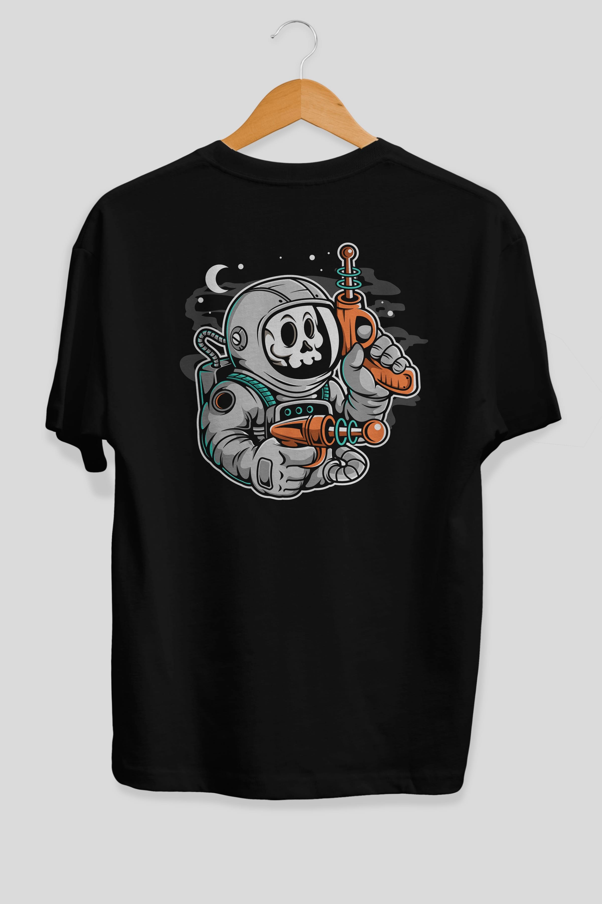 Astronaut Ray Gun Arka Baskılı Oversize t-shirt Erkek Kadın Unisex