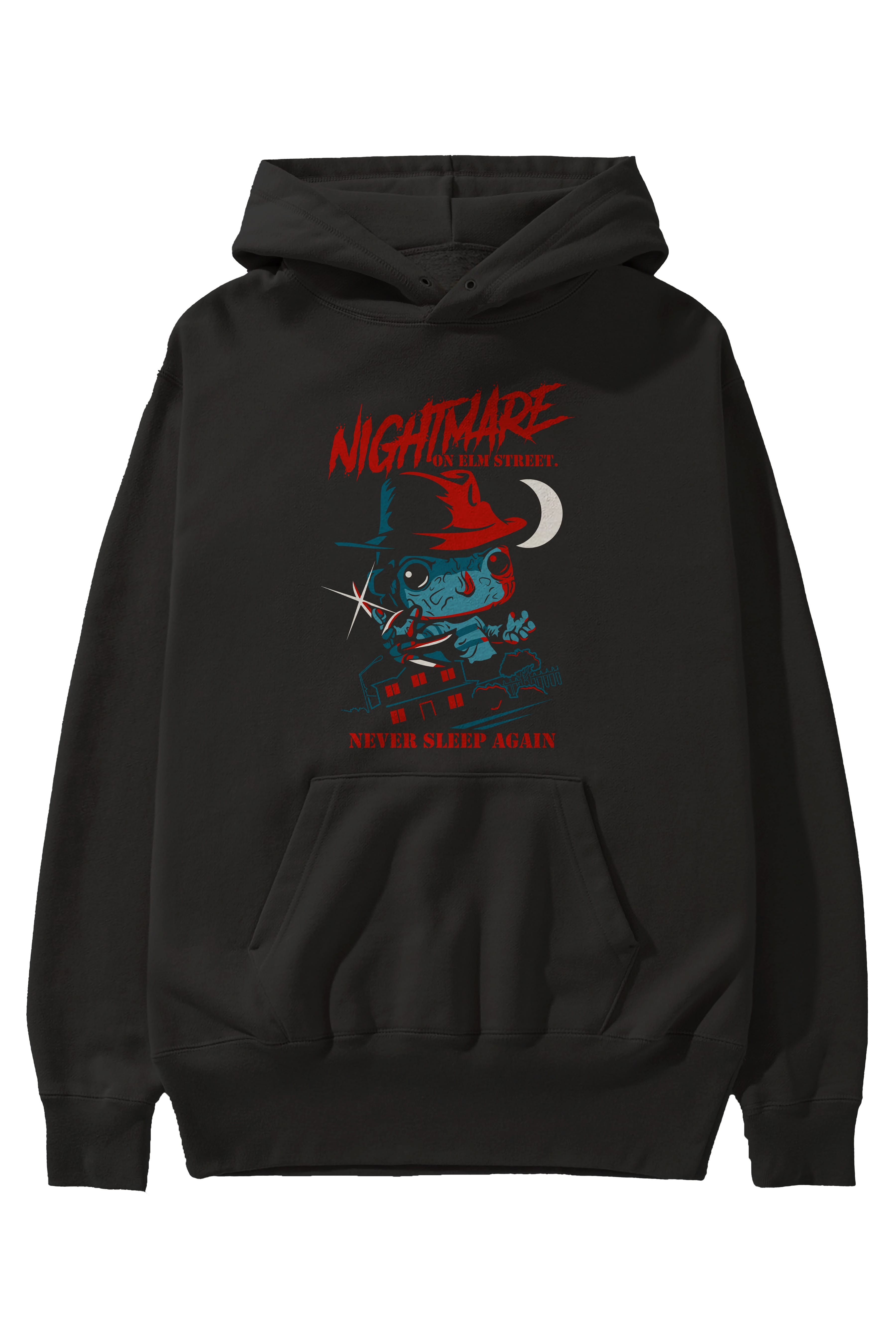 Nightmare Elm Sokağı Ön Baskılı Hoodie Oversize Kapüşonlu Sweatshirt Erkek Kadın Unisex