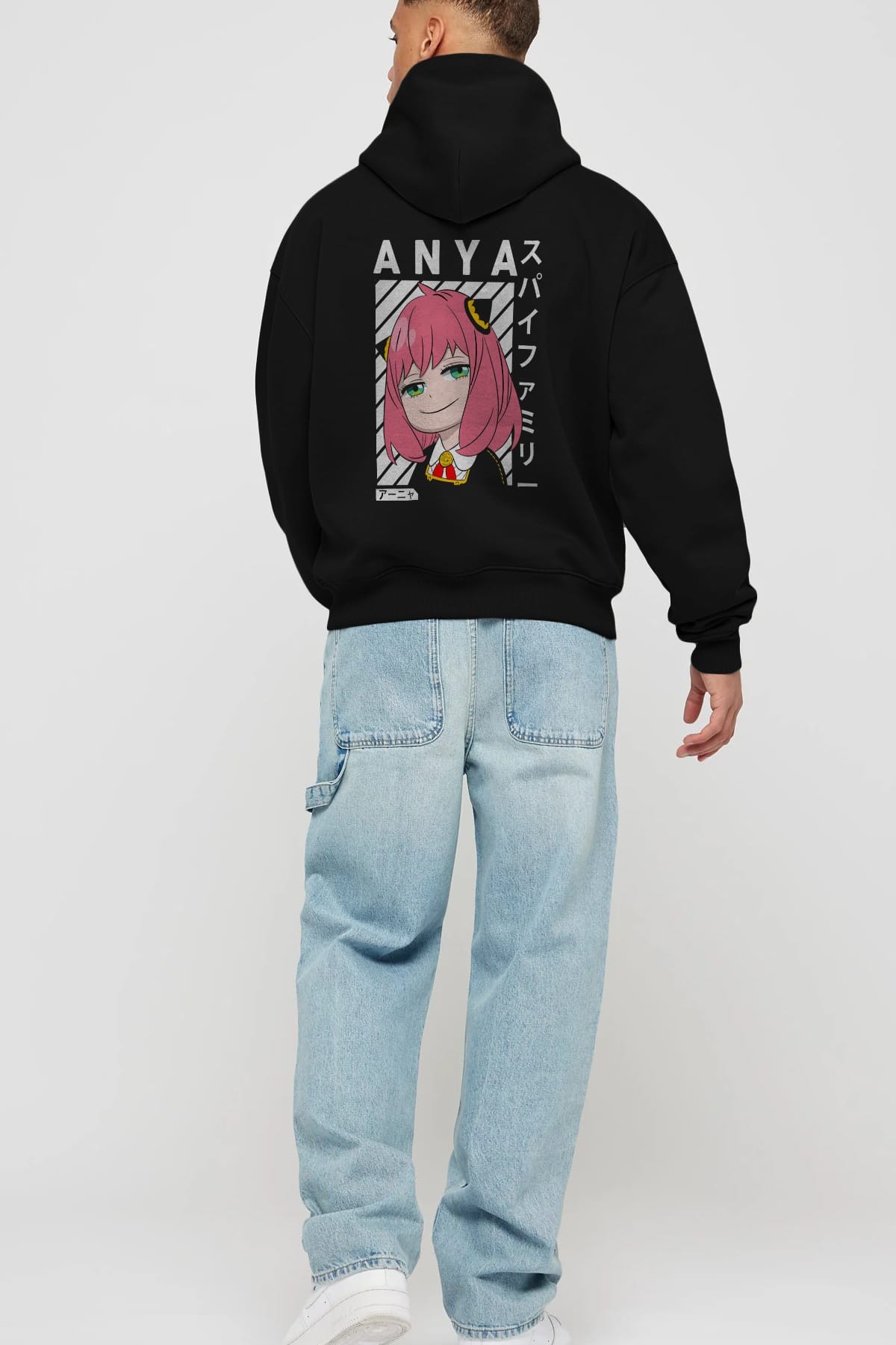 Anya SPYX FAMILY Anime Arka Baskılı Hoodie Oversize Kapüşonlu Sweatshirt Erkek Kadın Unisex