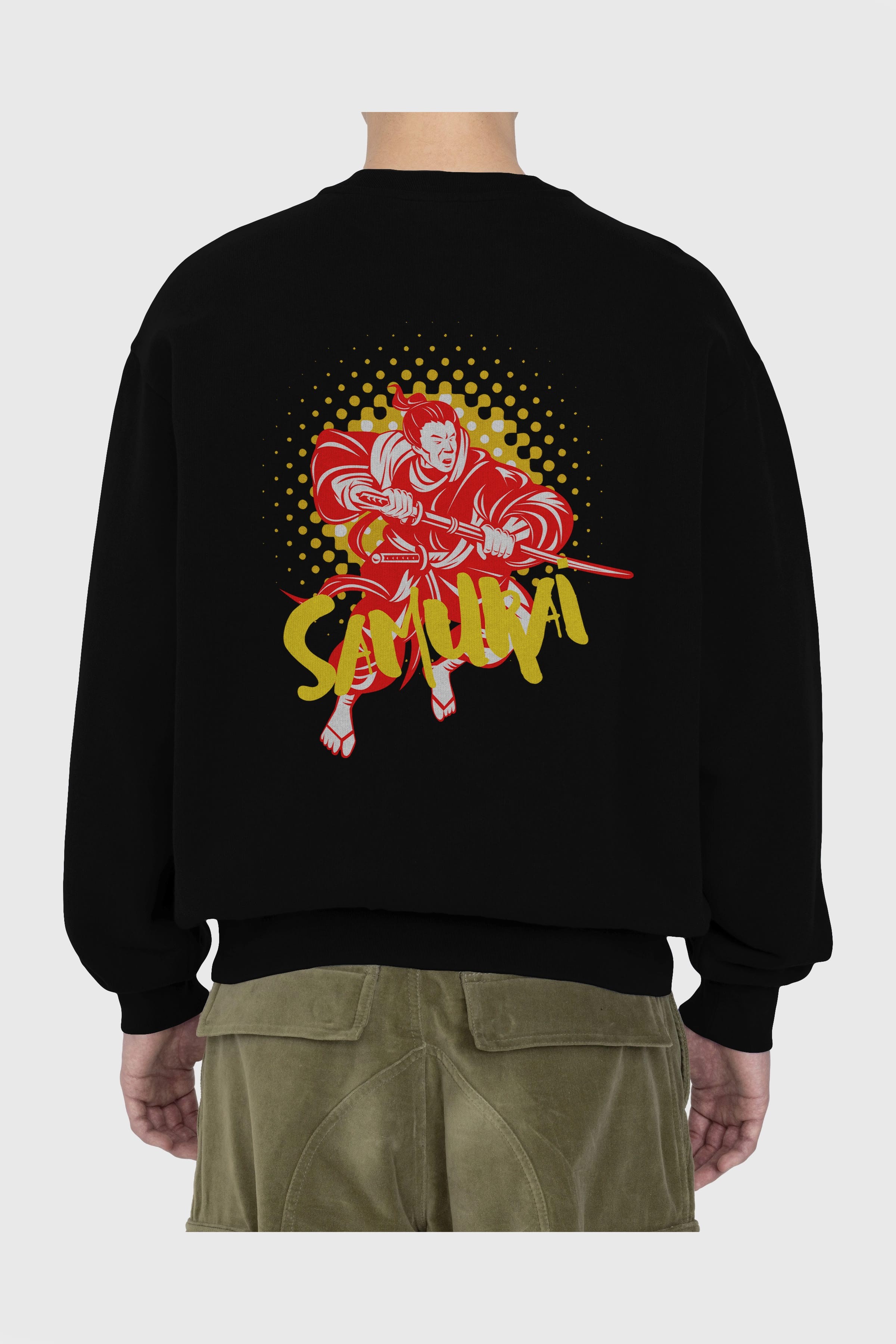 Samurai Arka Baskılı Oversize Sweatshirt Erkek Kadın Unisex