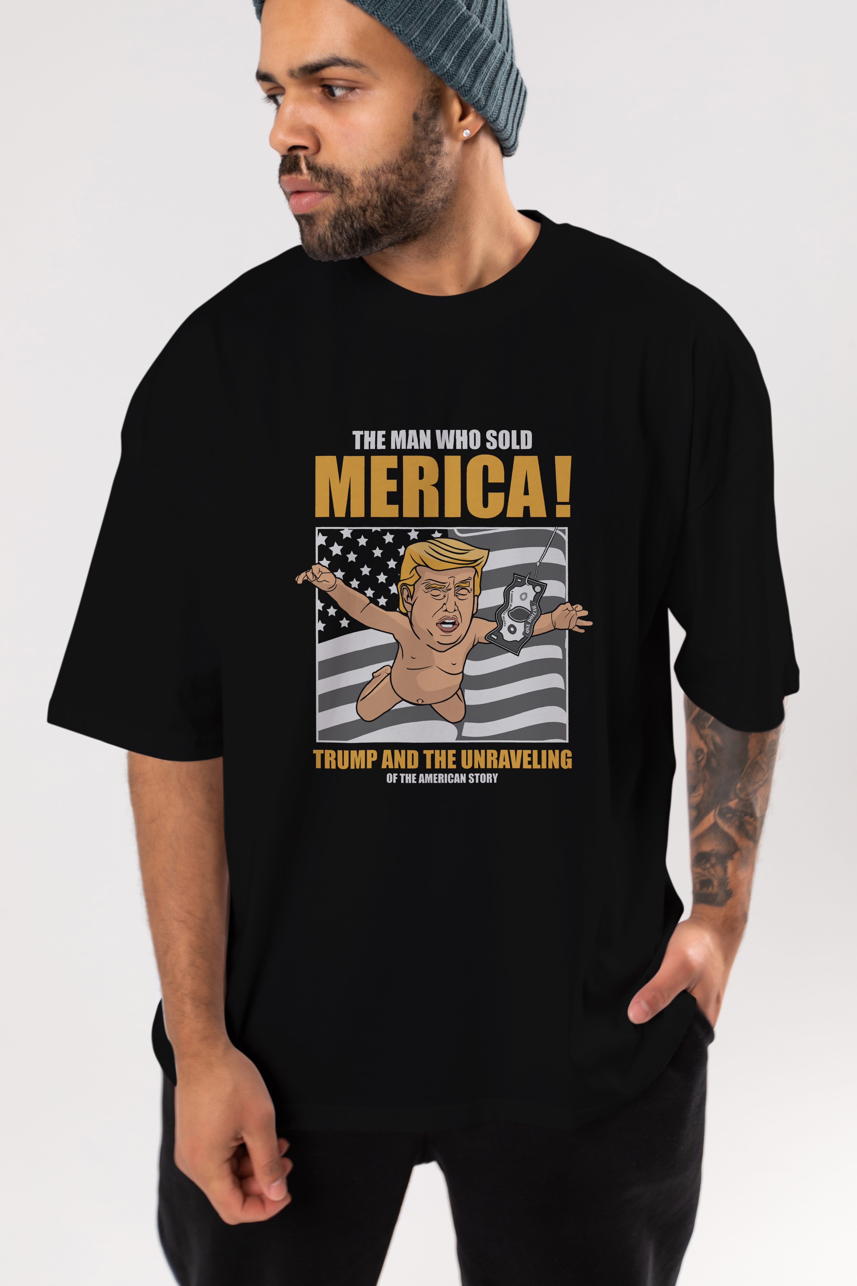 Trump Nirvana Ön Baskılı Oversize t-shirt Erkek Kadın Unisex %100 Pamuk tişort