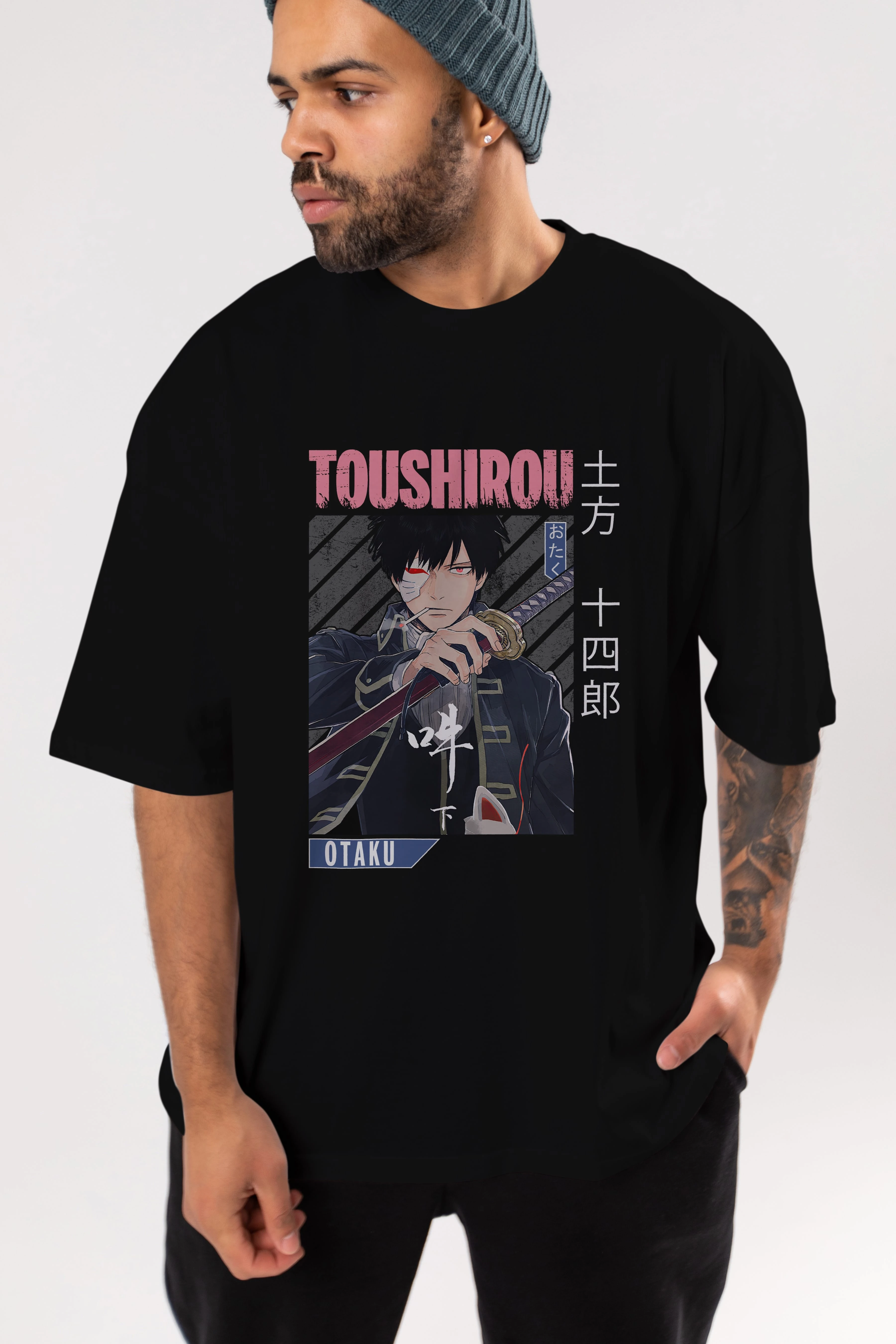 Toushirou Hijikata 1 Anime Ön Baskılı Oversize t-shirt %100 pamuk Erkek Kadın Unisex