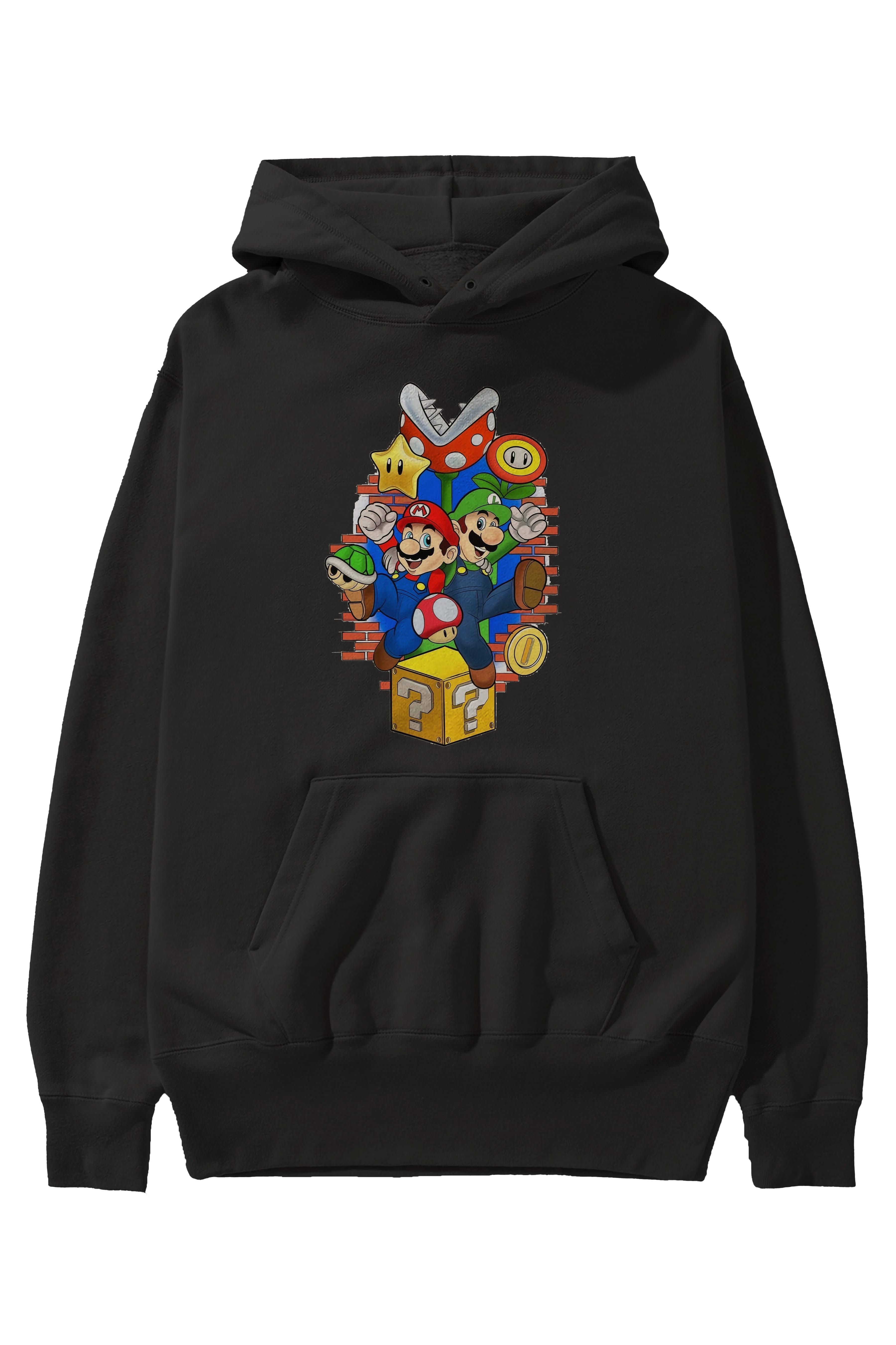 Super Mario 2 Ön Baskılı Hoodie Oversize Kapüşonlu Sweatshirt Erkek Kadın Unisex