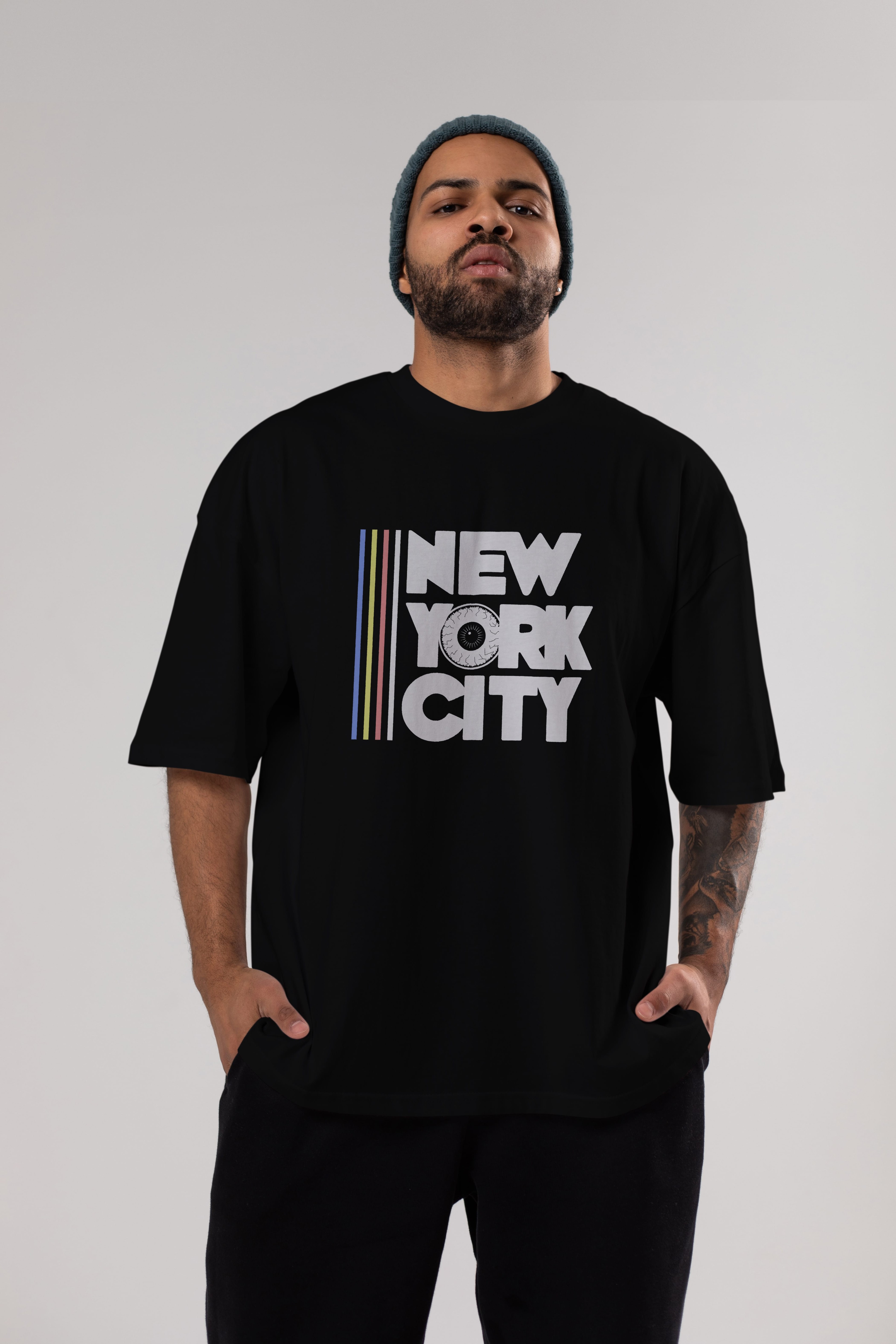New York City Style Ön Baskılı Oversize t-shirt Erkek Kadın Unisex