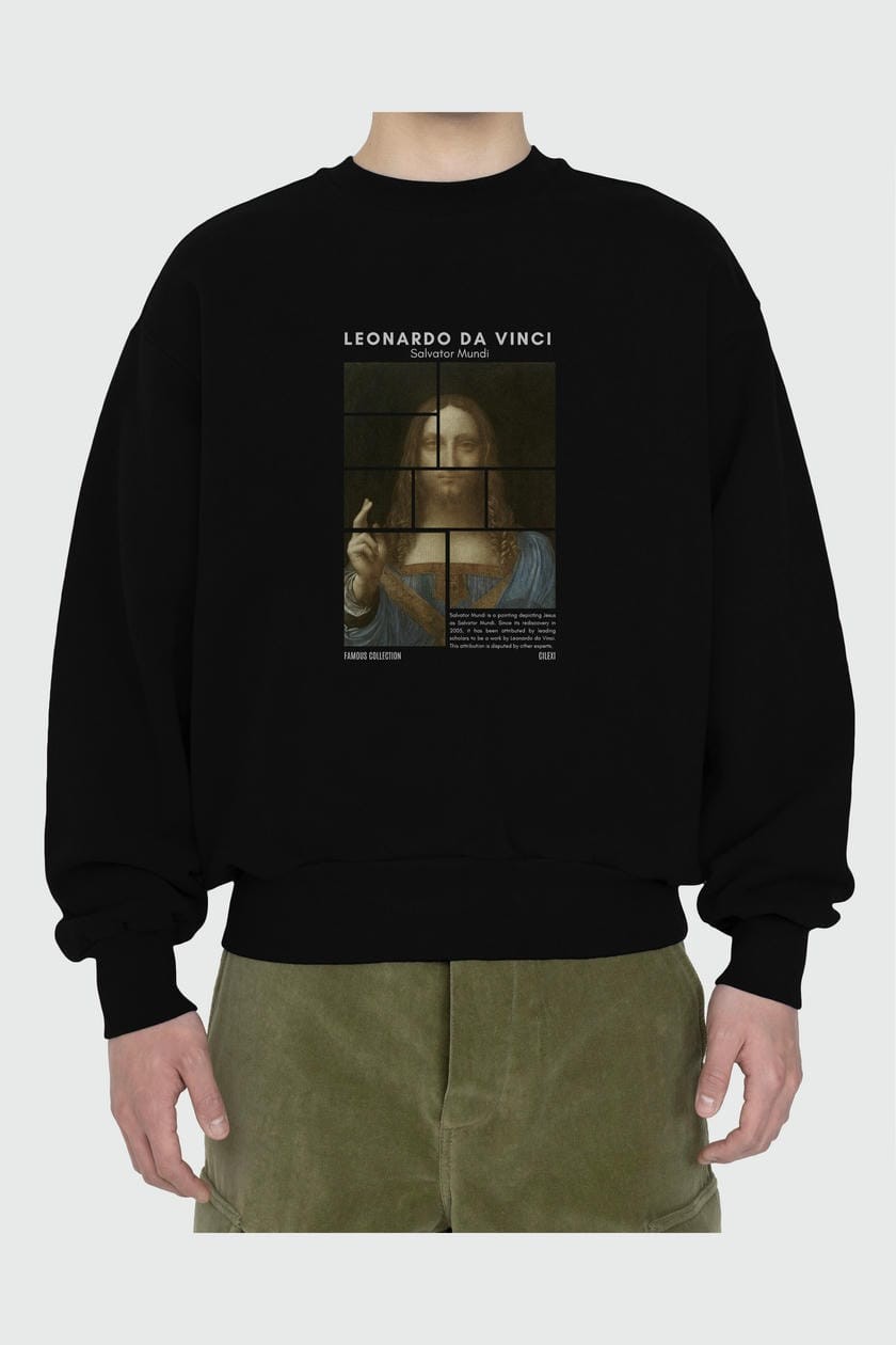 Salvador Mundi ön Baskılı Oversize Sweatshirt Erkek Kadın Unisex
