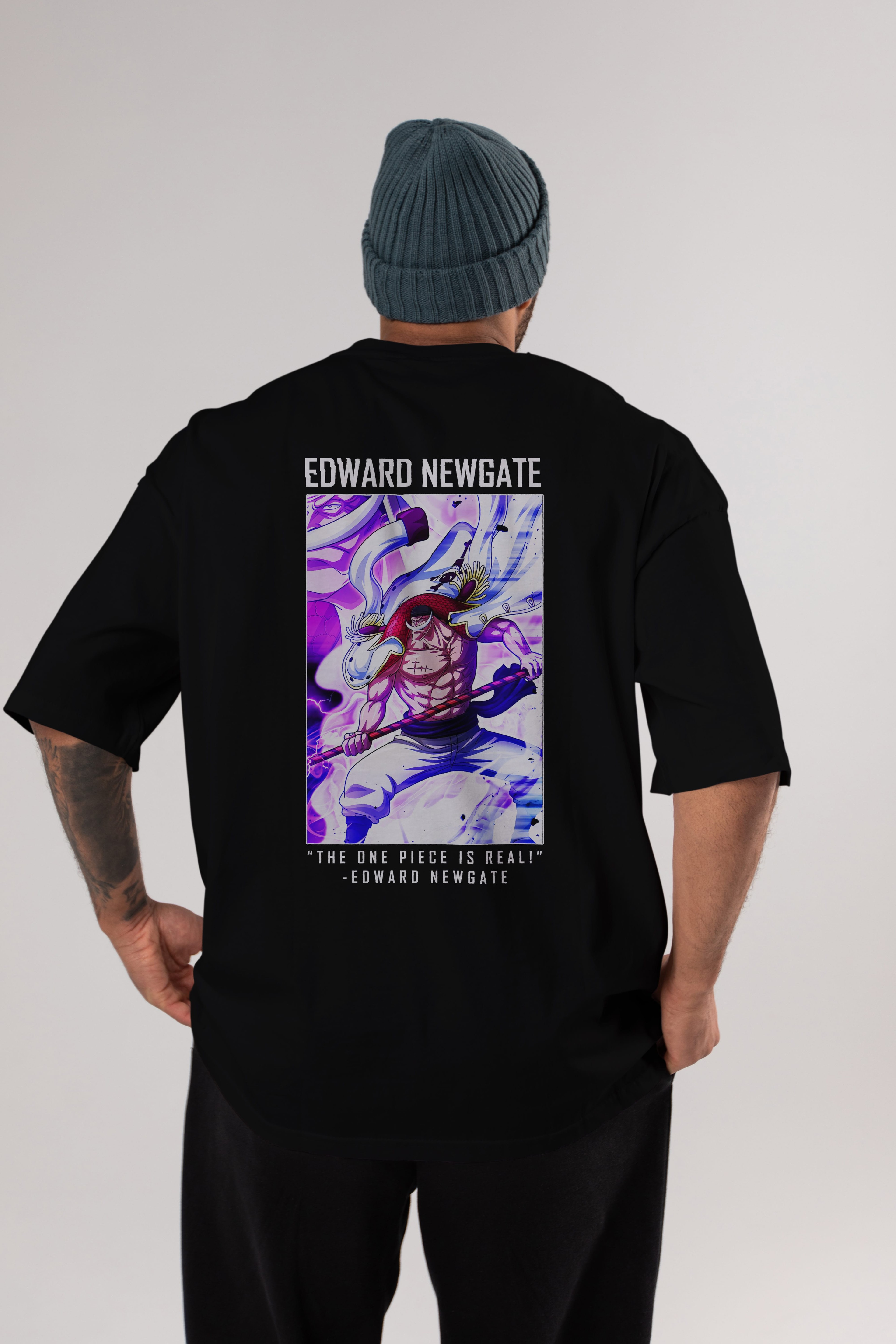 Edward Newgate Anime Arka Baskılı Oversize t-shirt Erkek Kadın Unisex %100 pamuk tişort