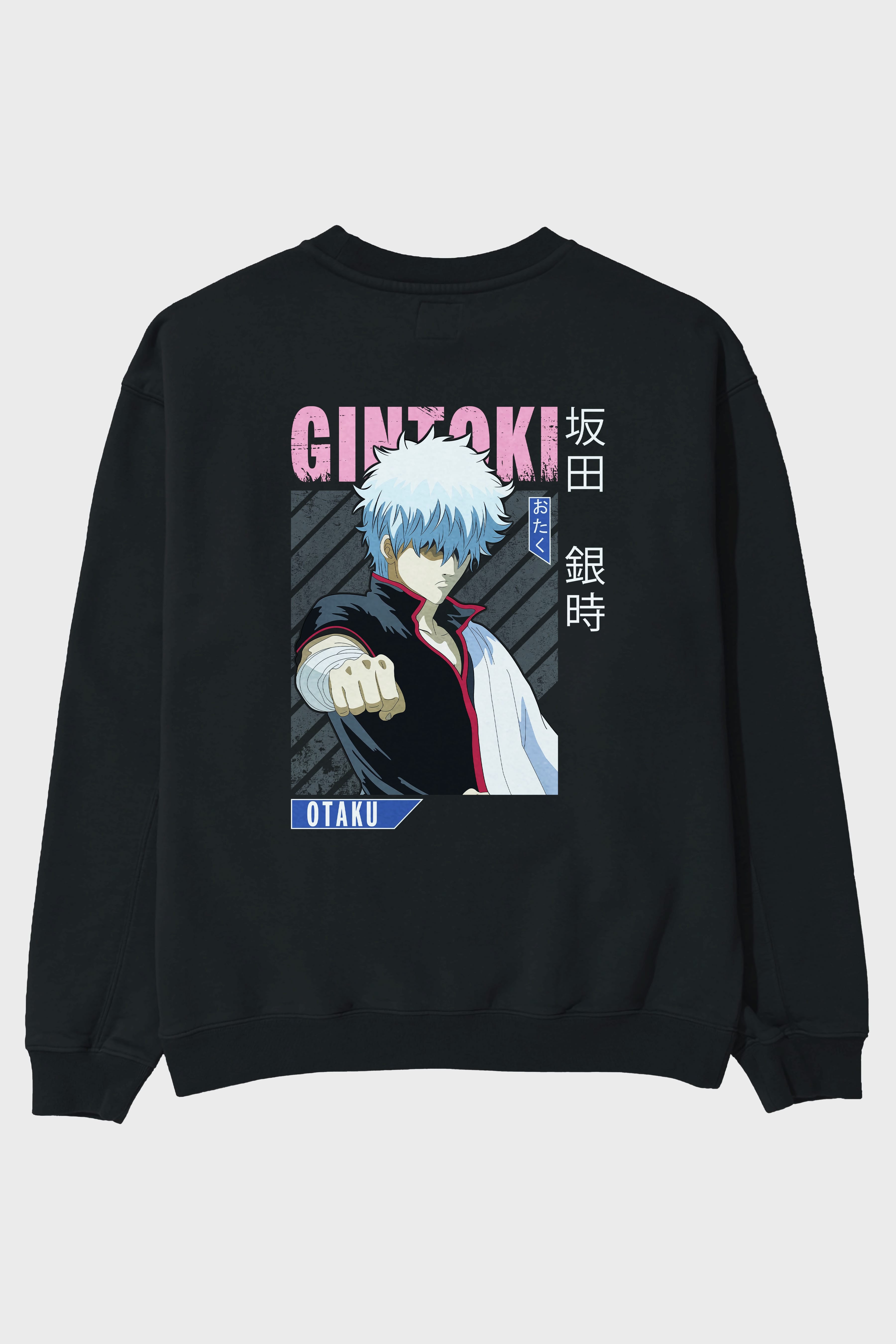 Gintoki Sakata GINTAMA 2 Anime Arka Baskılı Oversize Sweatshirt Erkek Kadın Unisex