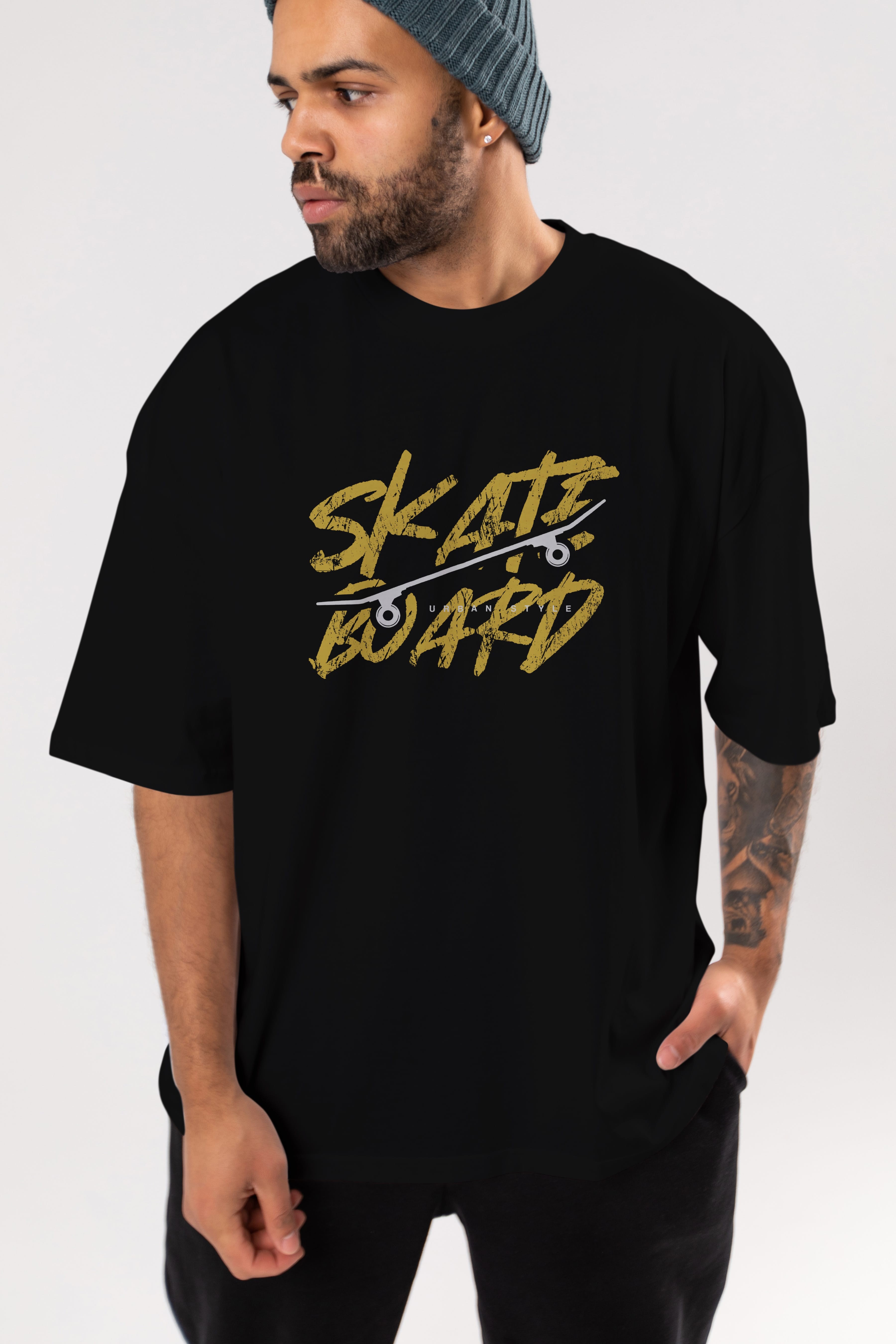 Skate Board Ön Baskılı Oversize t-shirt Erkek Kadın Unisex