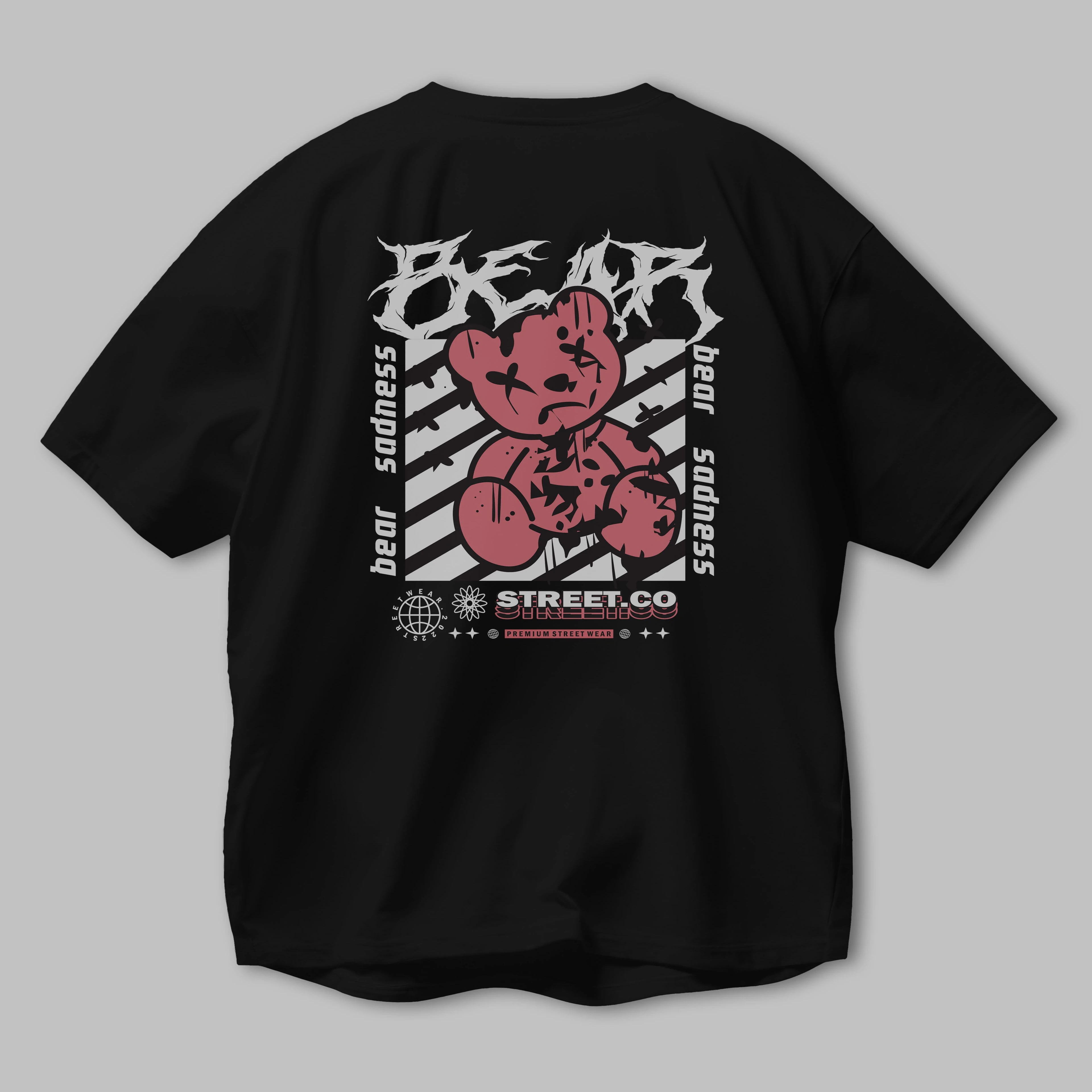 Bear Sadness Arka Baskılı Oversize t-shirt Erkek Kadın Unisex