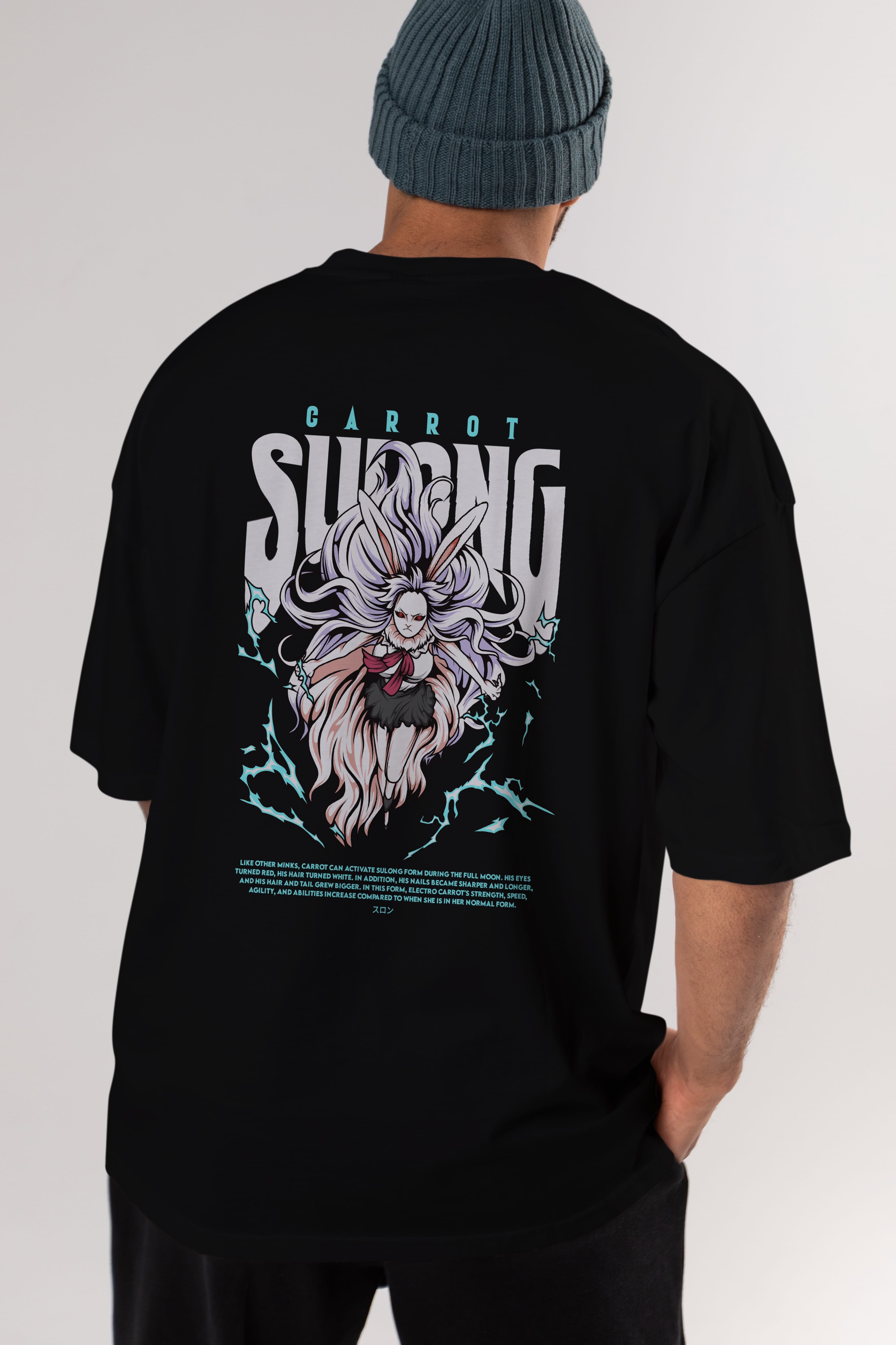 Carrot Sulong Anime Arka Baskılı Oversize t-shirt Erkek Kadın Unisex
