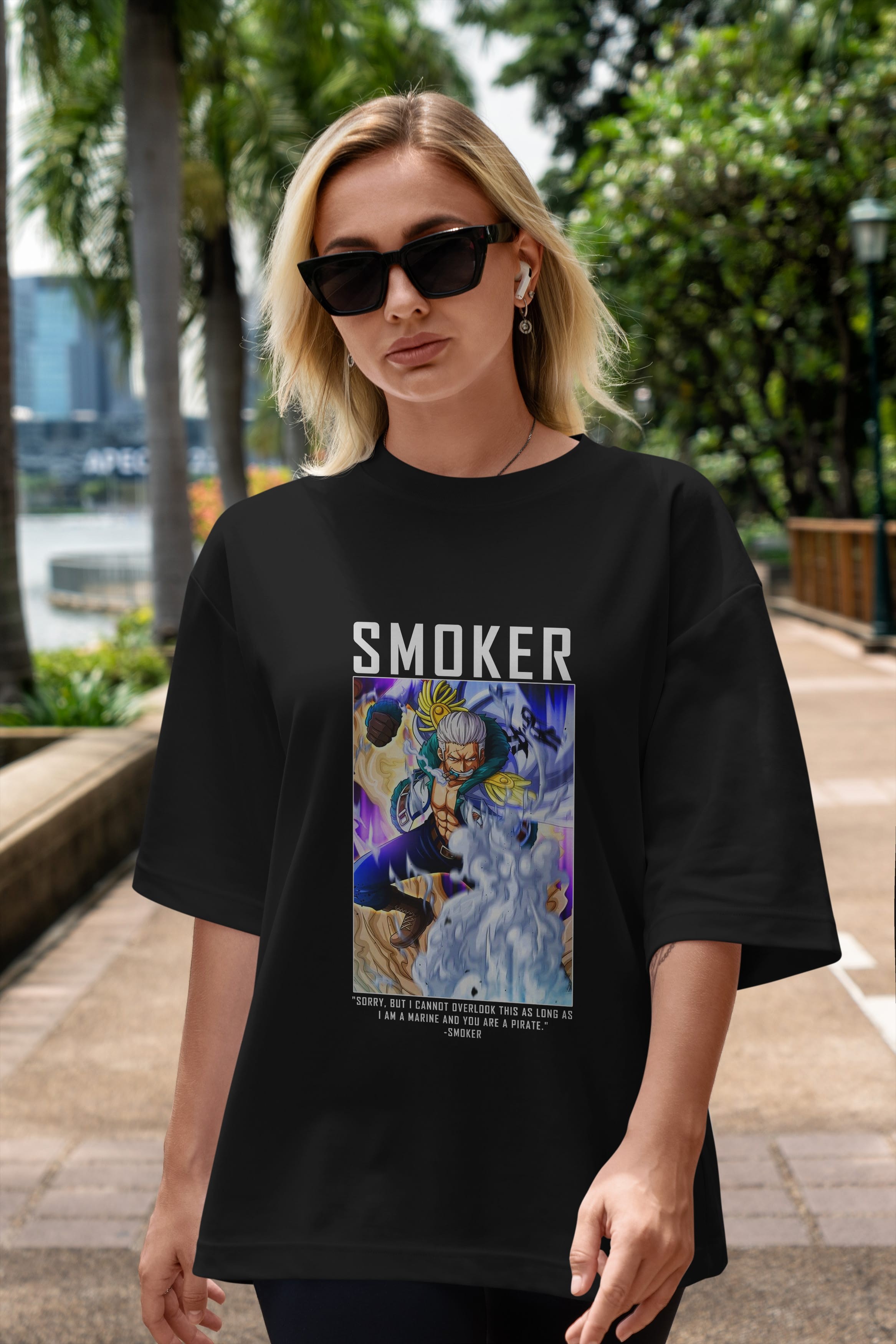Smoker Anime Ön Baskılı Oversize t-shirt Erkek Kadın Unisex