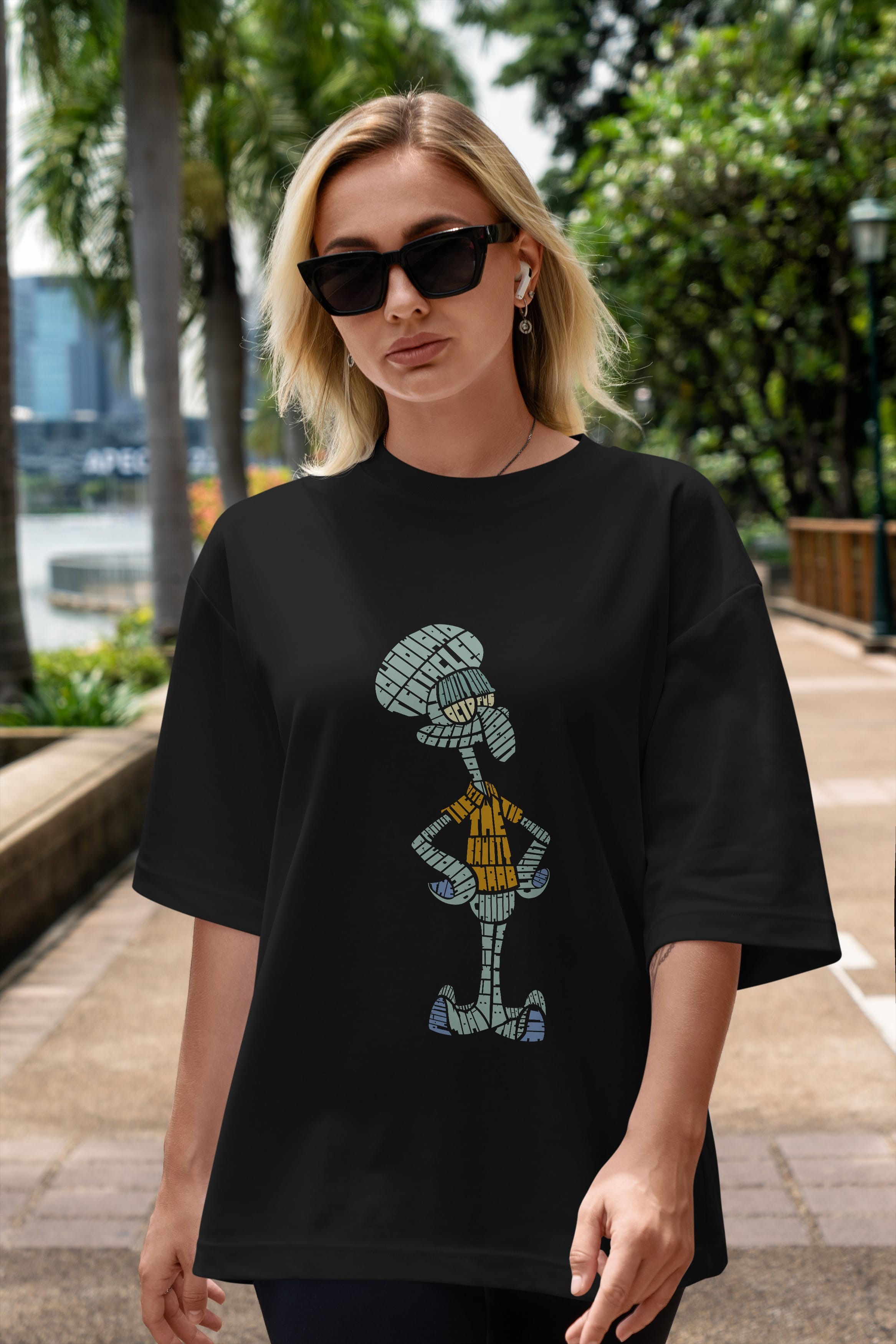 Squidward Ön Baskılı Oversize t-shirt %100 pamuk Erkek Kadın Unisex