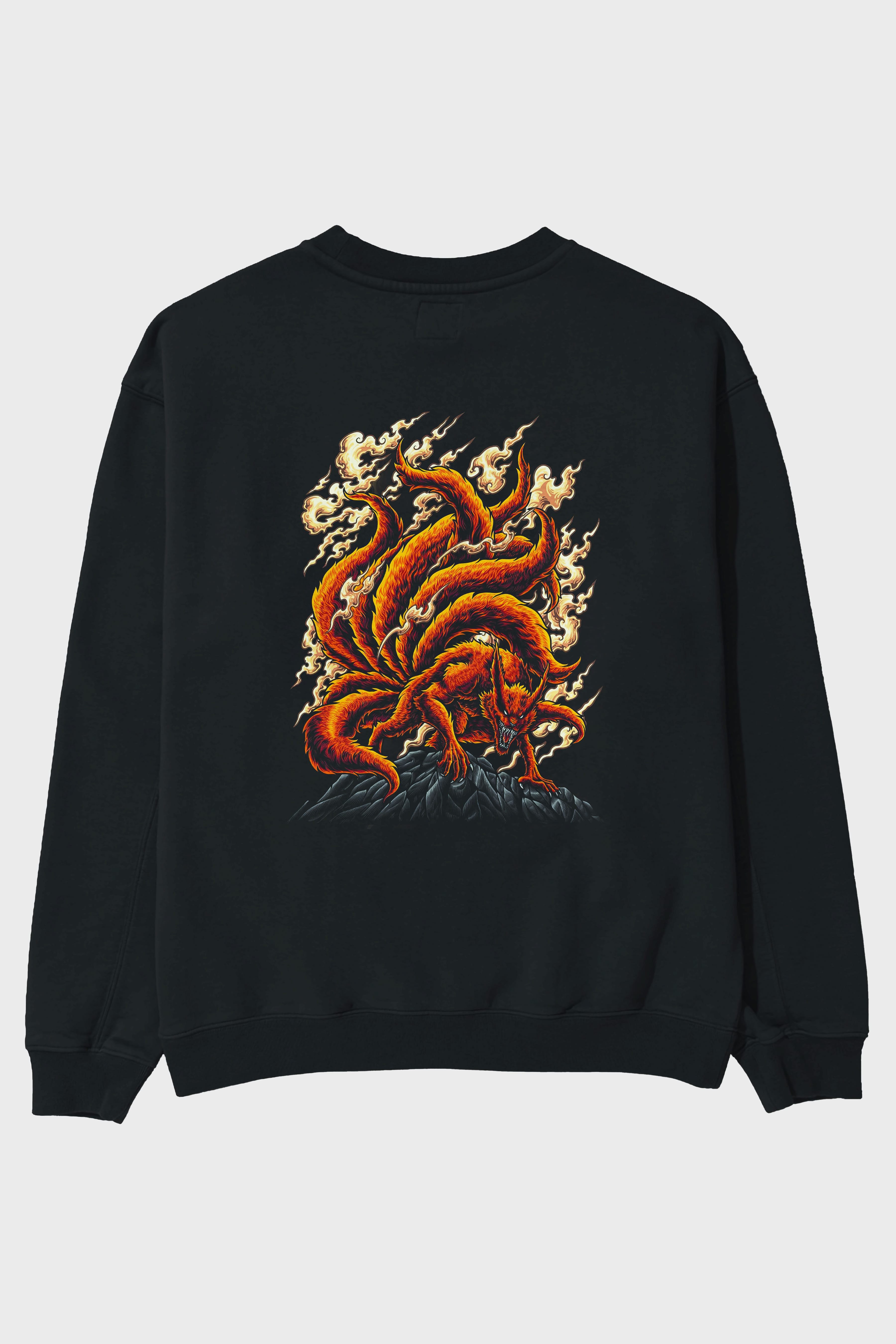 NARUTO KYUUBI Anime Arka Baskılı Oversize Sweatshirt Erkek Kadın Unisex