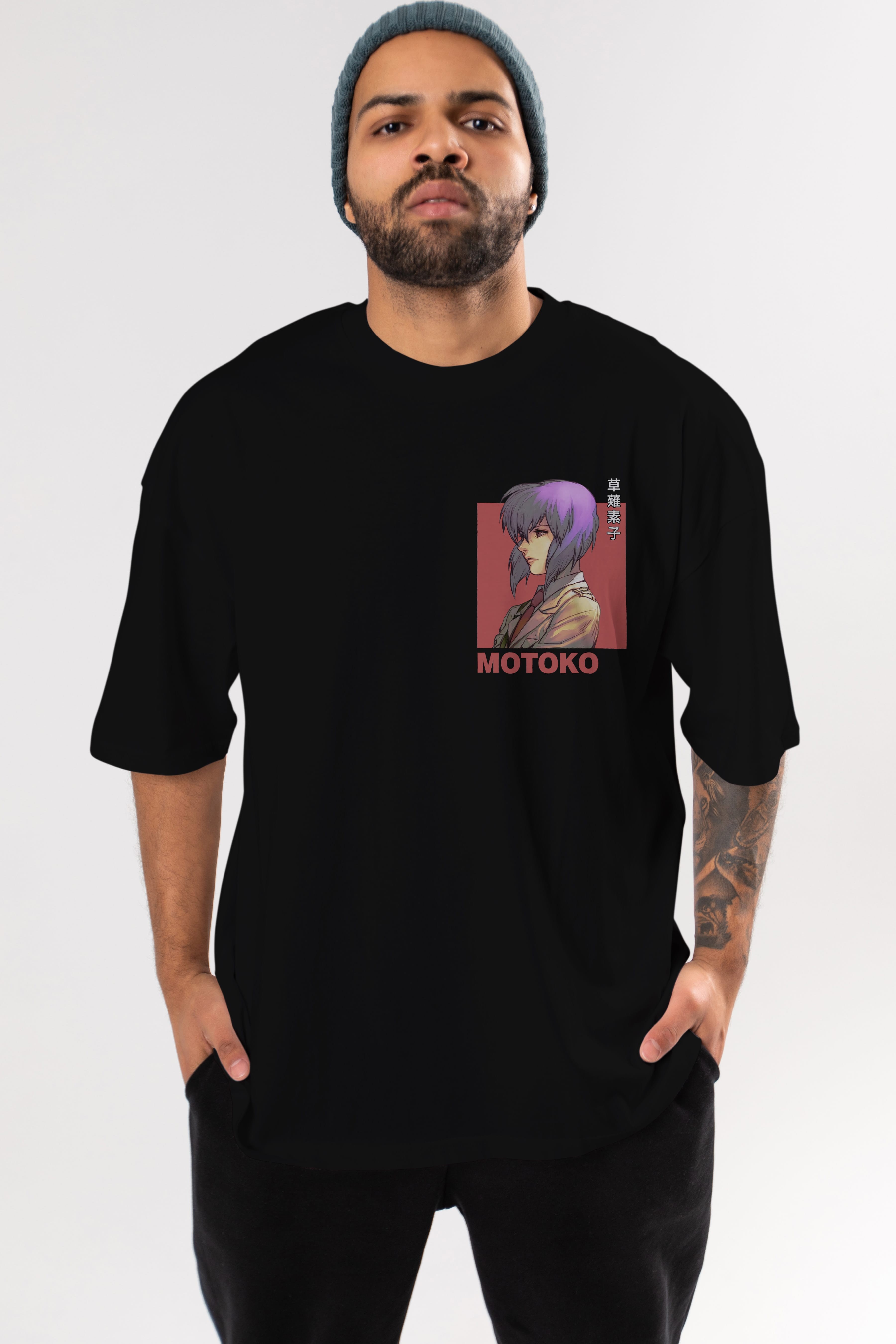 Motoko Kusanagi 12 Ön Sol Baskılı Oversize t-shirt Erkek Kadın Unisex %100 Pamuk Bisiklet Yaka tişort