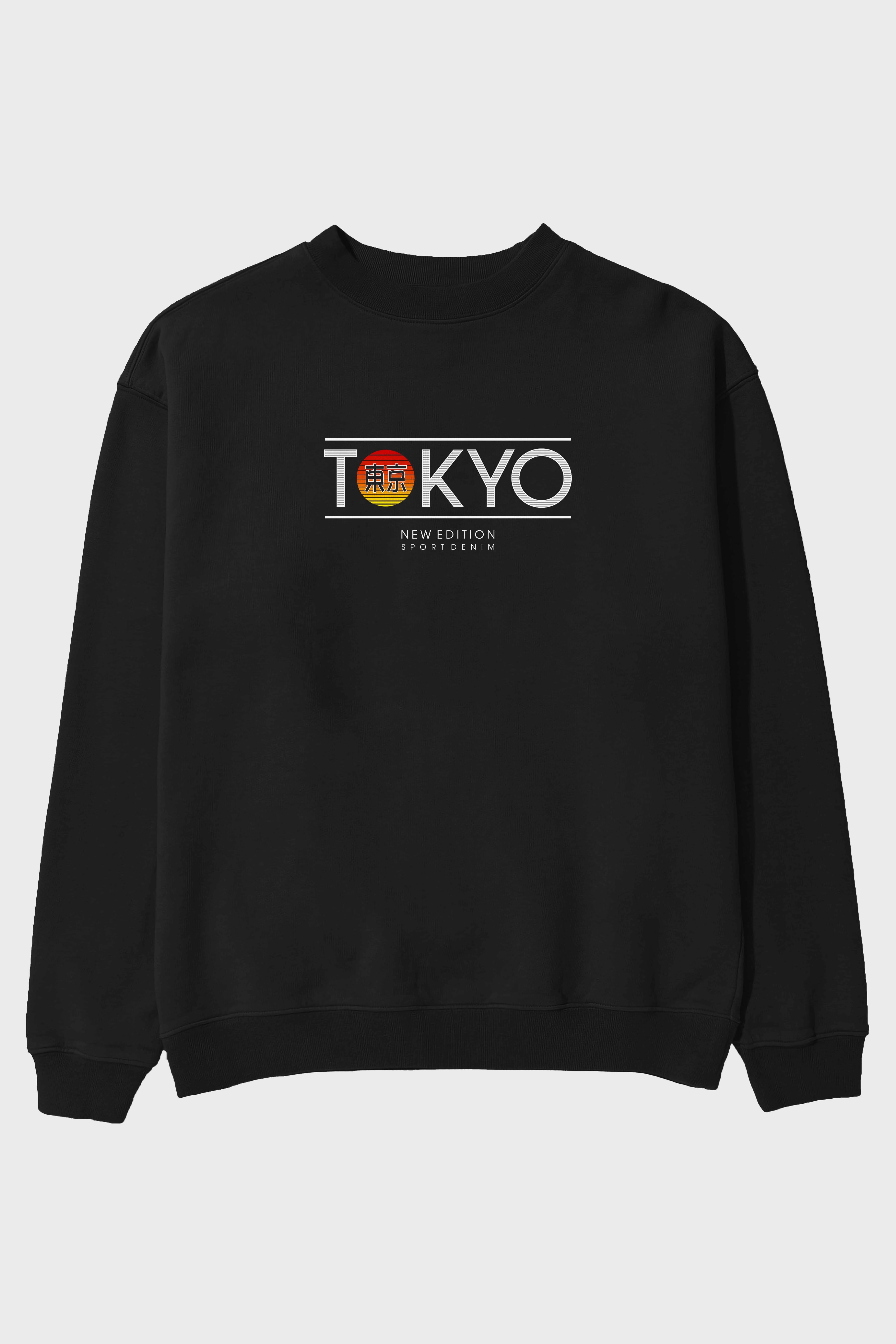 Tokyo Sport Ön Baskılı Oversize Sweatshirt Erkek Kadın Unisex
