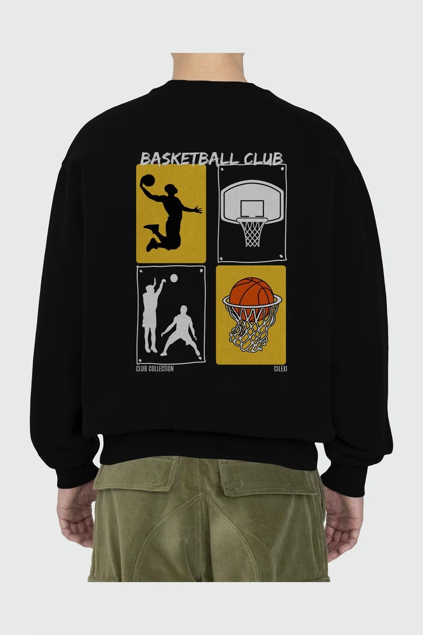Basketball Club Arka Baskılı Oversize Sweatshirt Erkek Kadın Unisex