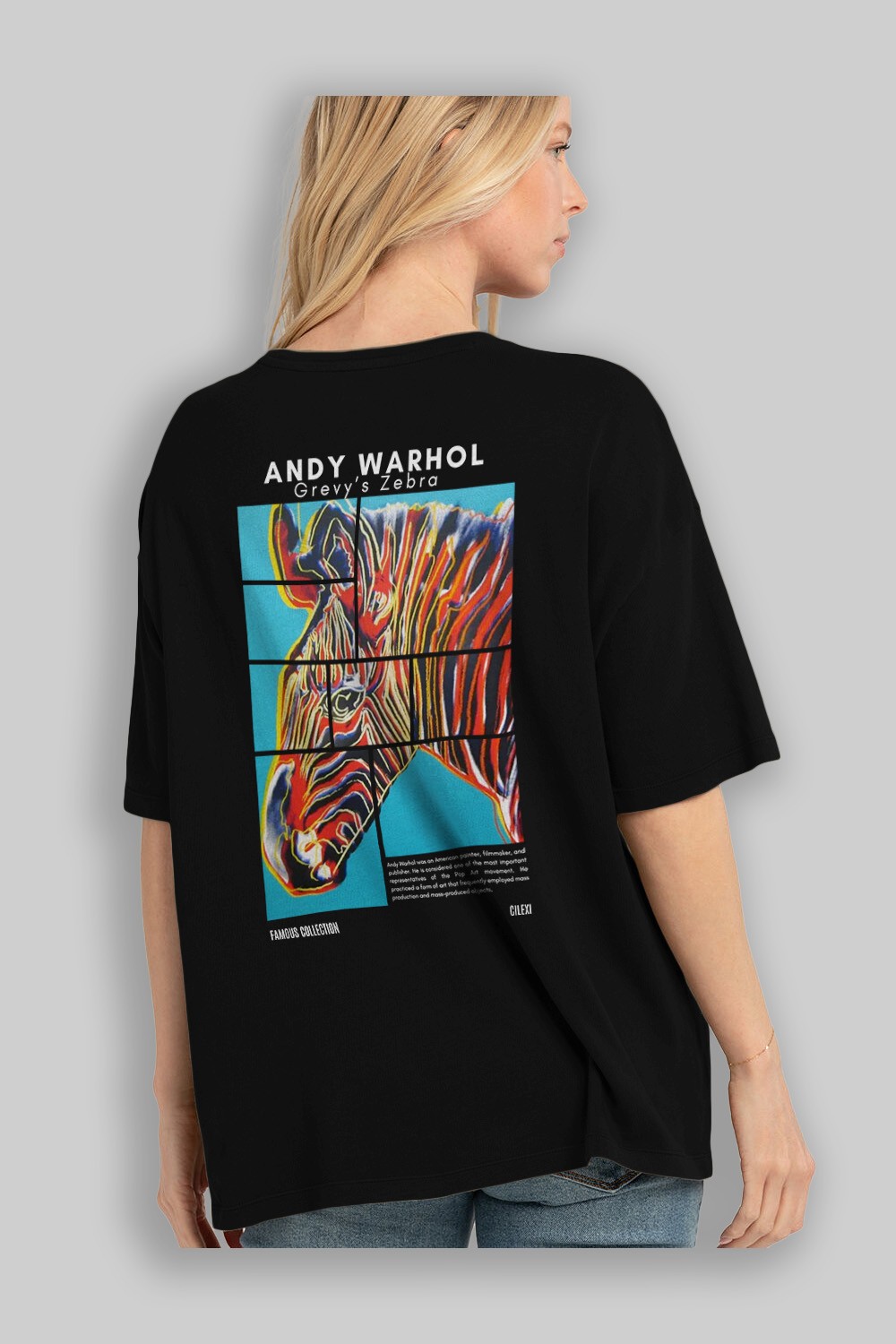 Andy Warhol Arka Baskılı Oversize t-shirt Erkek Kadın Bisiklet Yaka Pamuk tişort