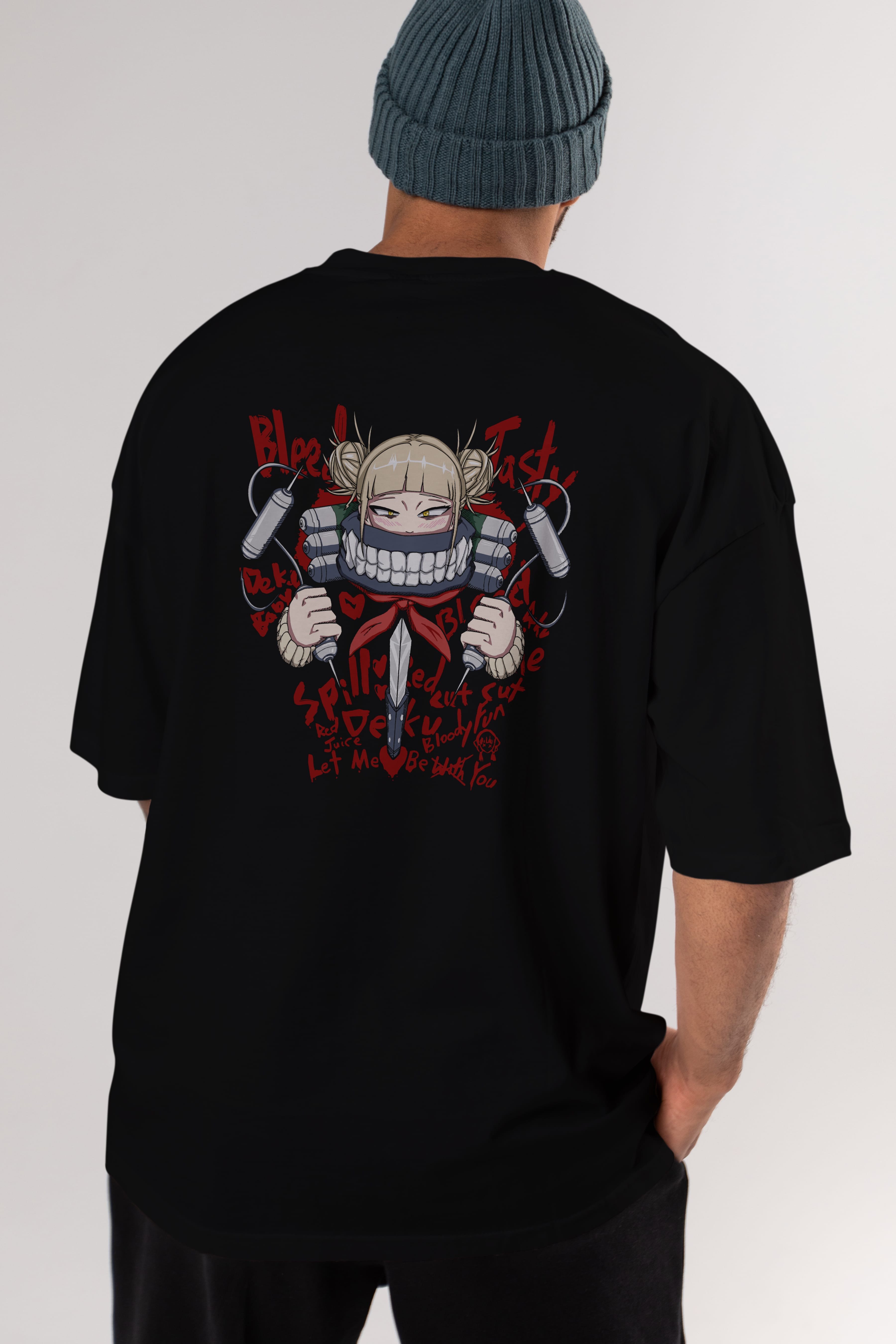 Himiko Toga 1 Anime Arka Baskılı Oversize t-shirt Erkek Kadın Unisex