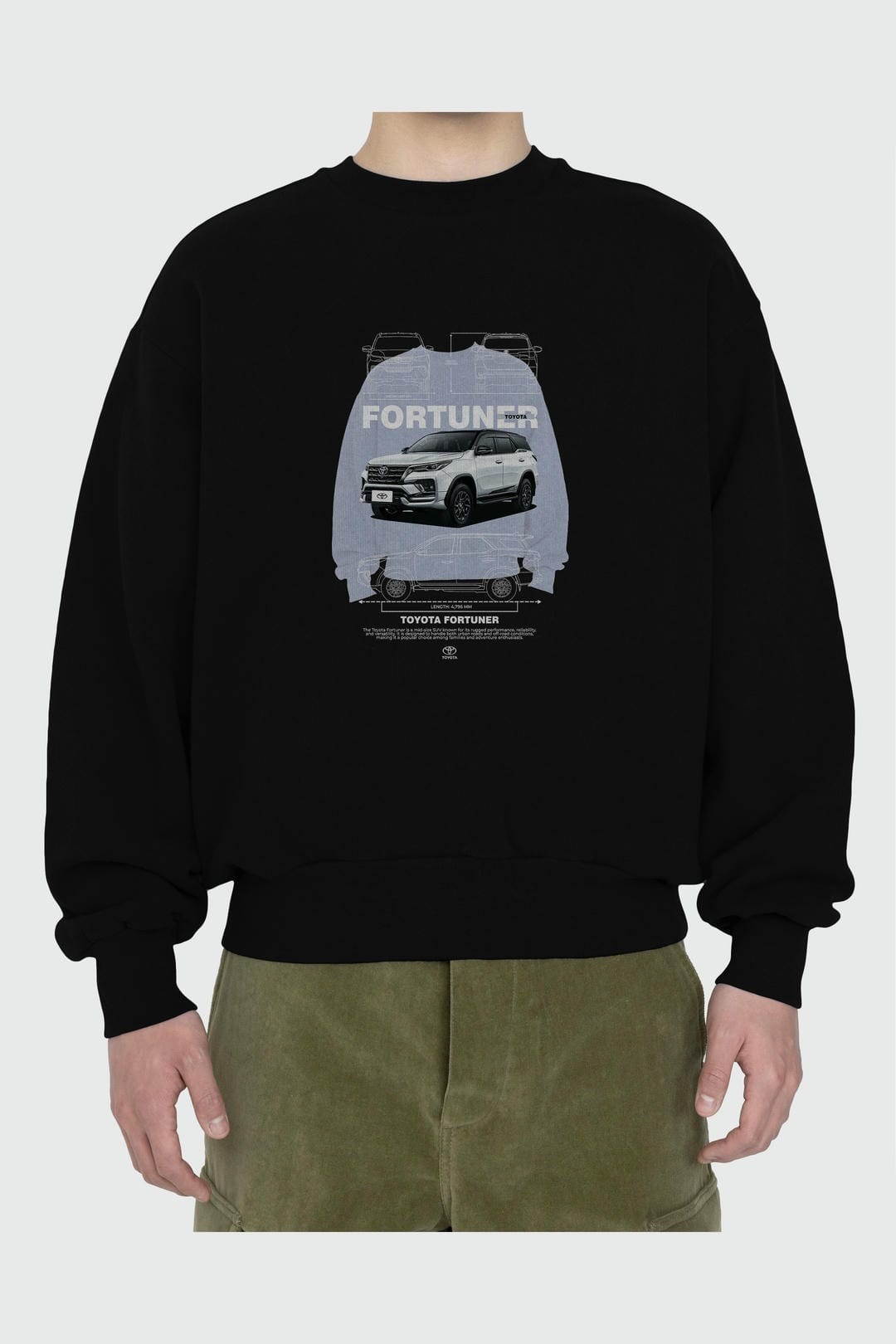 TOYOTA FORTUNER Ön Baskılı Anime Oversize Sweatshirt Erkek Kadın Unisex