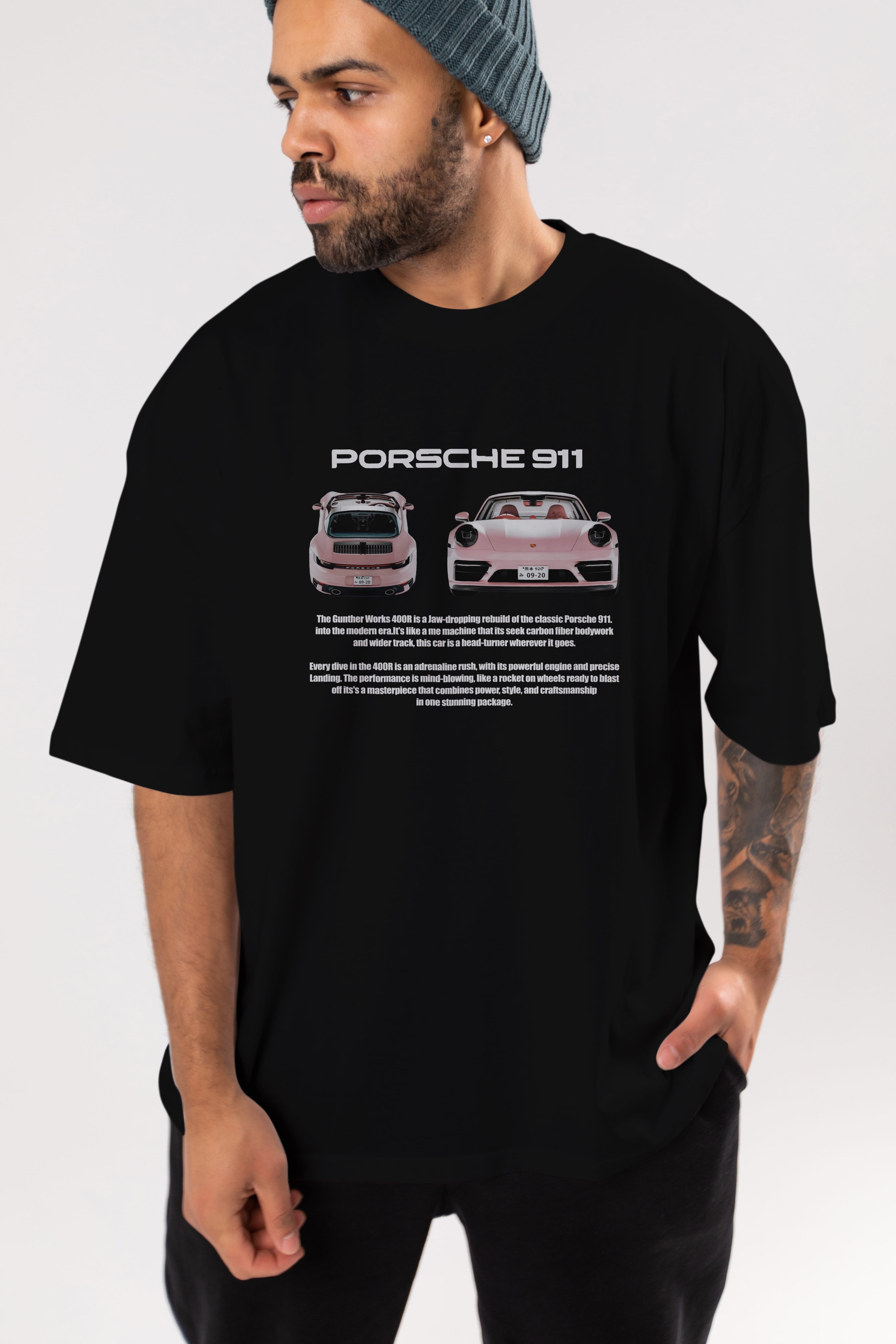 PORSCHE 911 PINK 1 Ön Baskılı Oversize t-shirt Erkek Kadın Unisex %100 Pamuk Bisiklet Yaka tişort