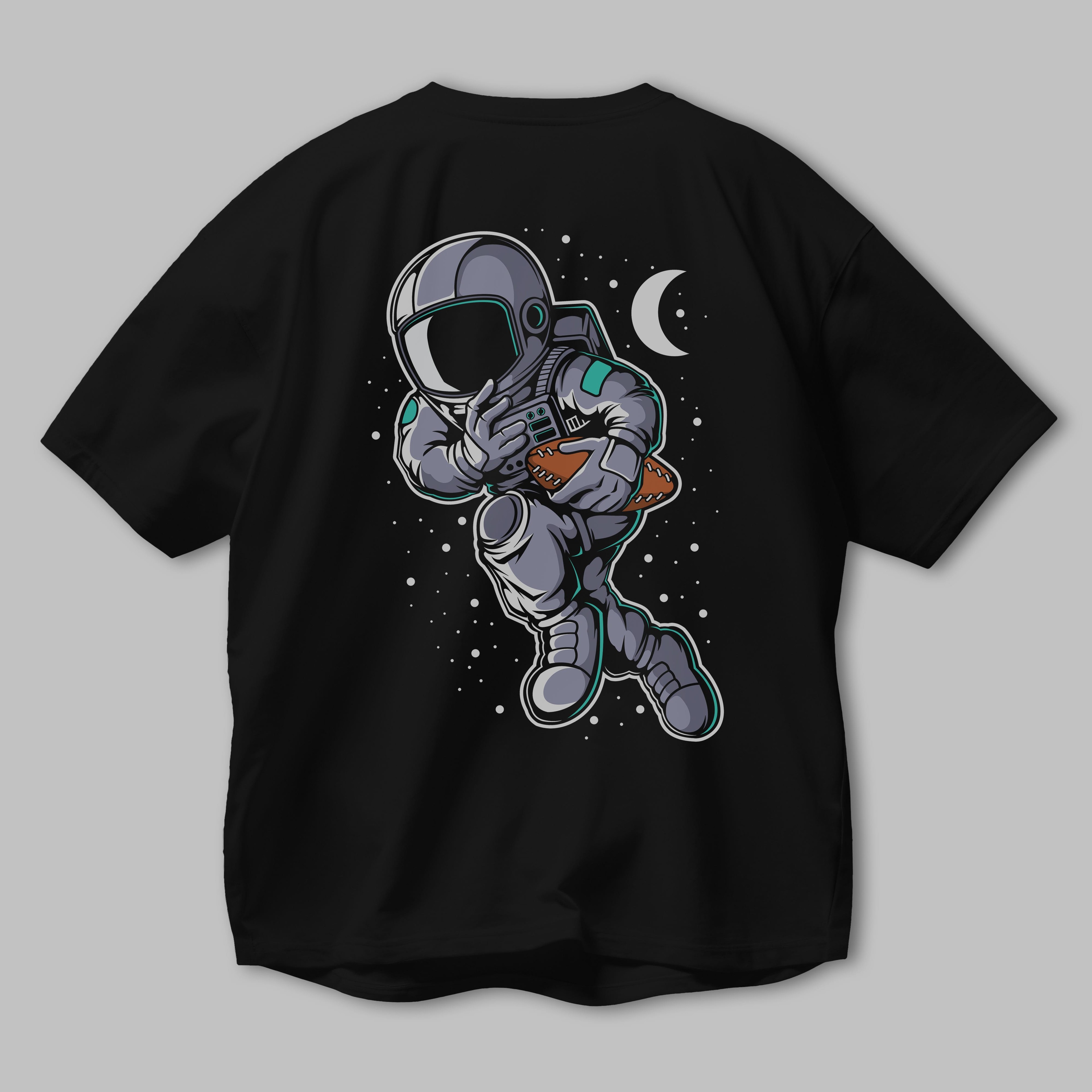 Astronaut Rugby Arka Baskılı Oversize t-shirt Erkek Kadın Unisex