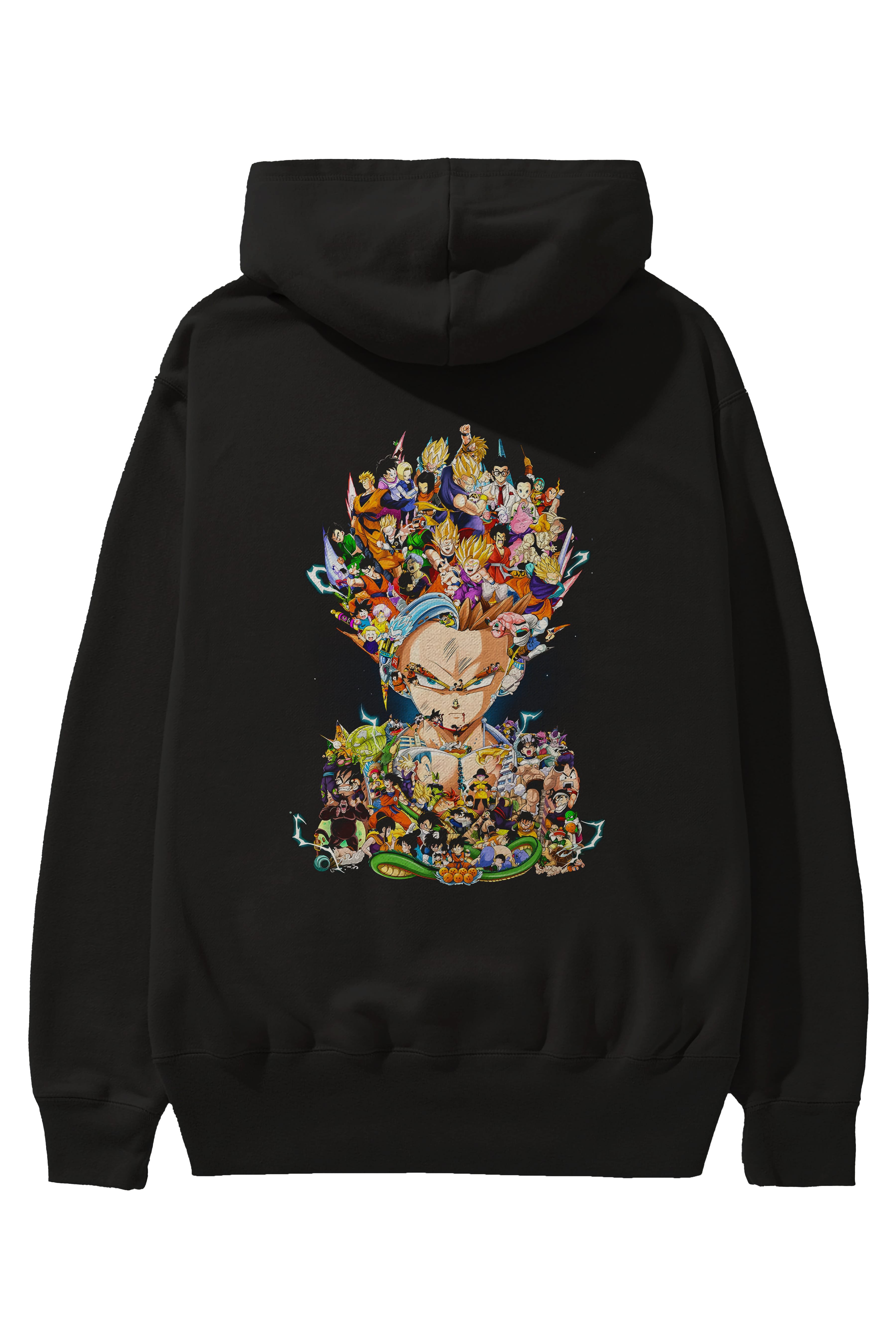 DRAGON BALL ART (2) Anime Arka Baskılı Hoodie Oversize Kapüşonlu Sweatshirt Erkek Kadın Unisex