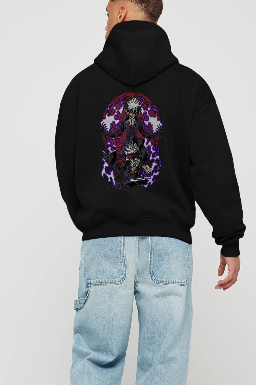 BLACK CLOVER DEVIL UNION Anime Arka Baskılı Hoodie Oversize Kapüşonlu Sweatshirt Erkek Kadın Unisex