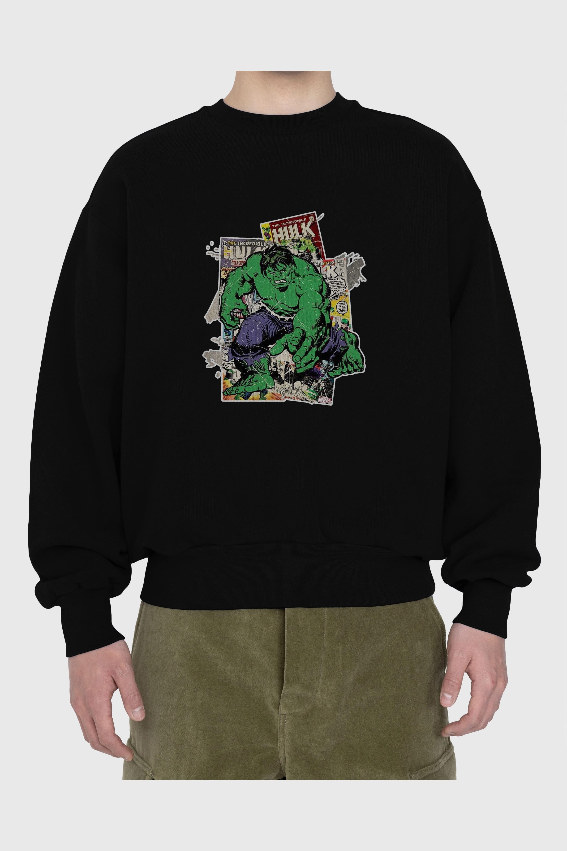 Hulk Ön Baskılı Oversize Sweatshirt Erkek Kadın Unisex