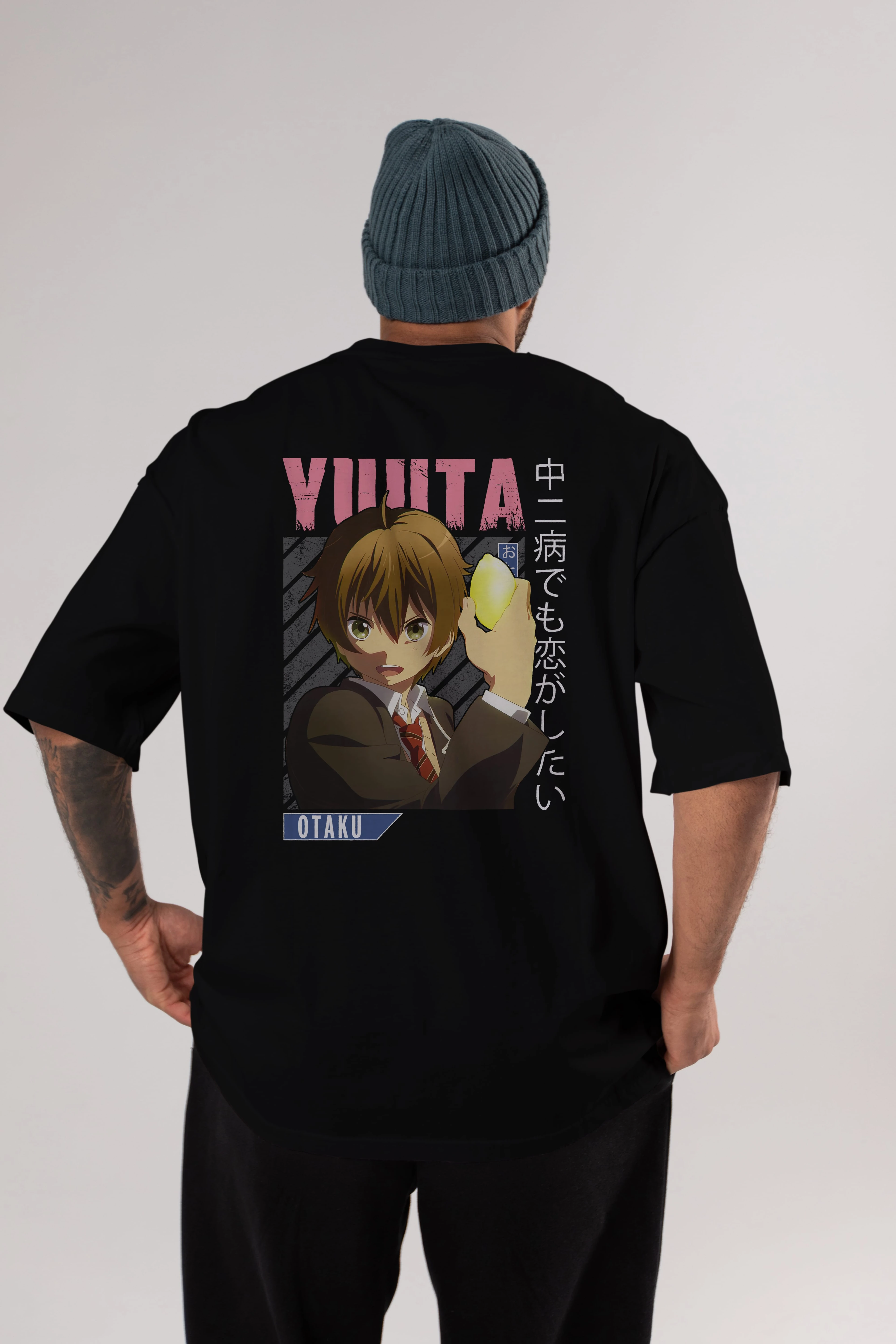 Yuuta Togashi 2 Anime Arka Baskılı Oversize t-shirt Erkek Kadın Unisex