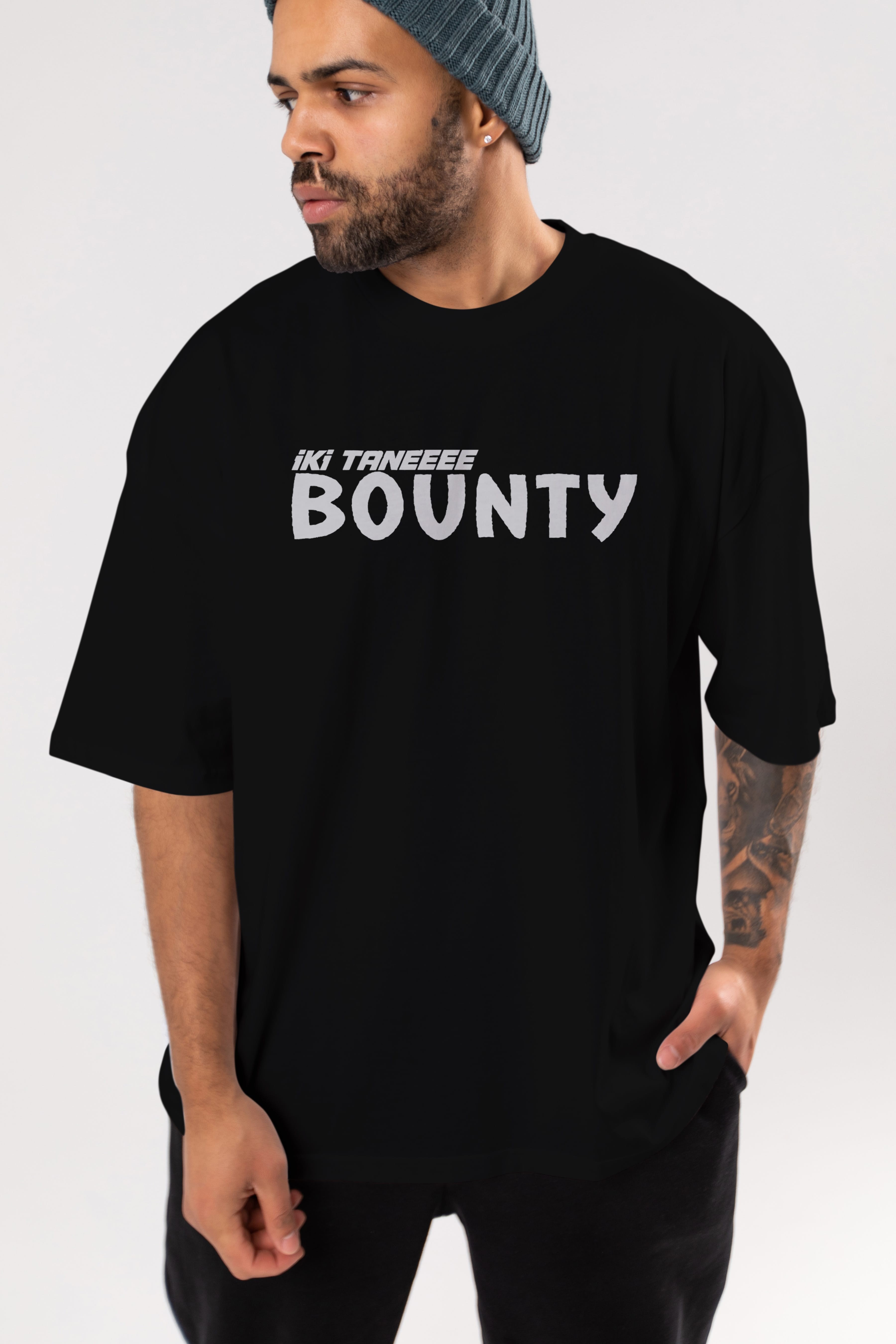 İki Tane Bounty Ön Baskılı Oversize t-shirt %100 pamuk Erkek Kadın Unisex