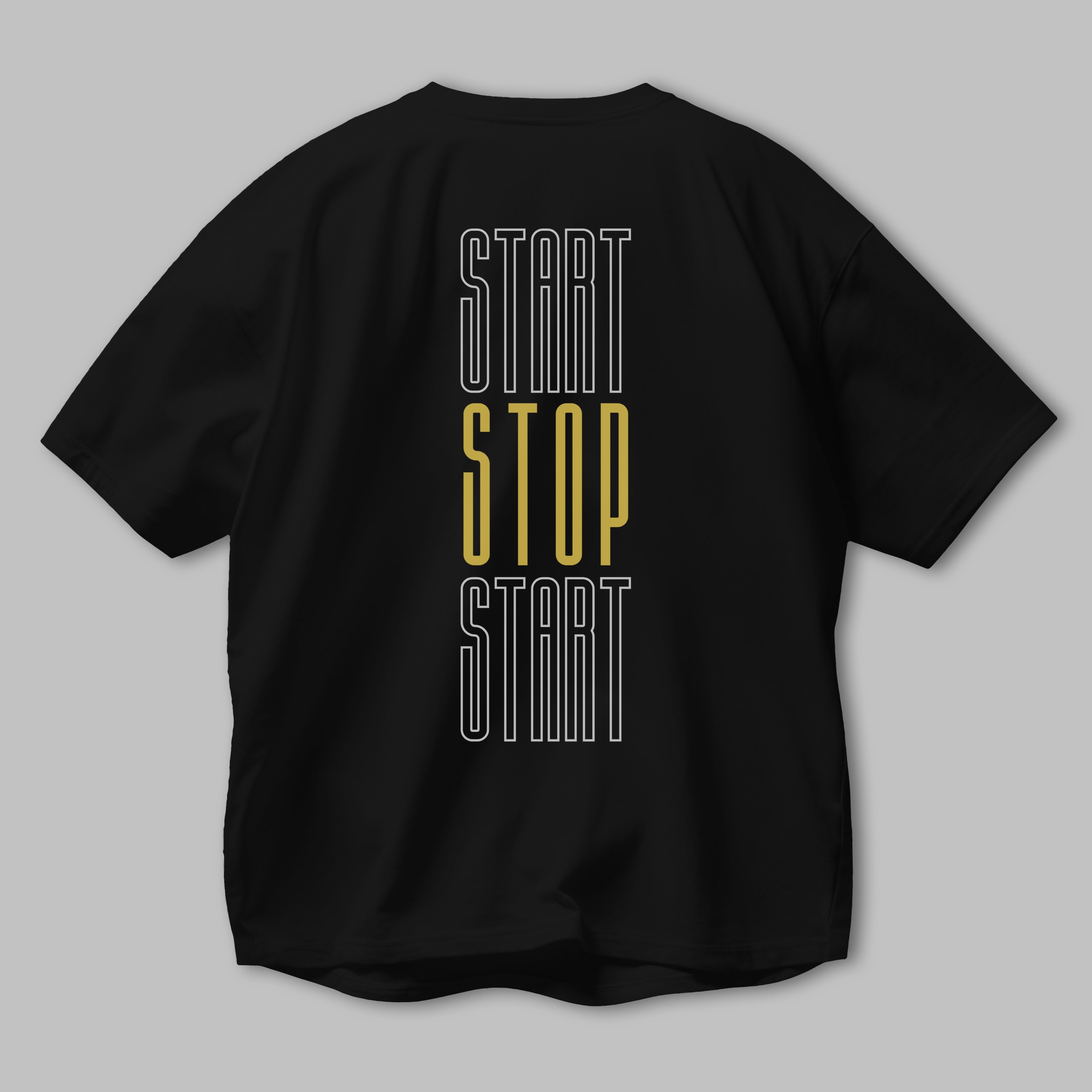 Start Stop Start Yazılı Arka Baskılı Oversize t-shirt Erkek Kadın Unisex