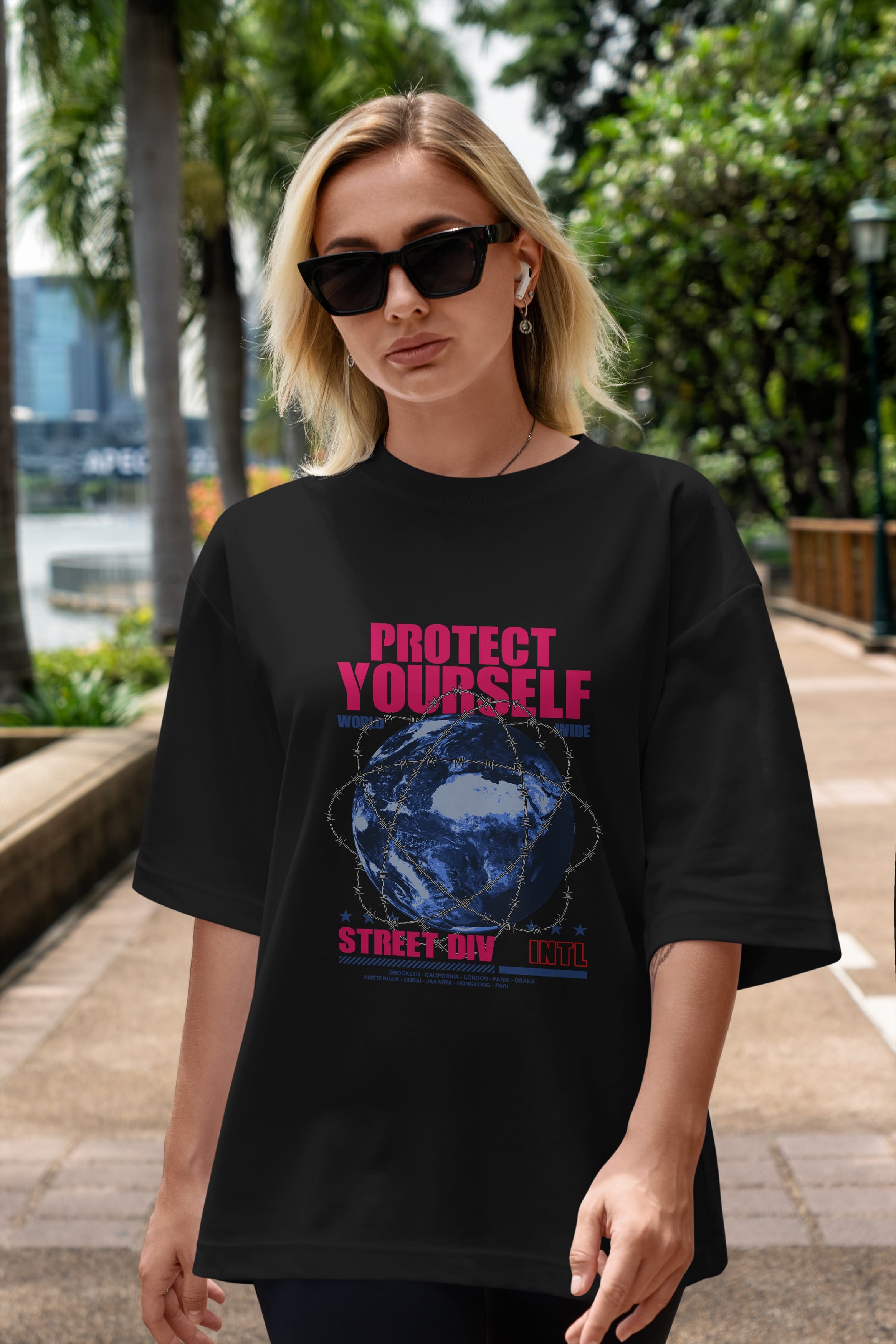 Protect Yourself Ön Baskılı Oversize t-shirt Erkek Kadın Unisex