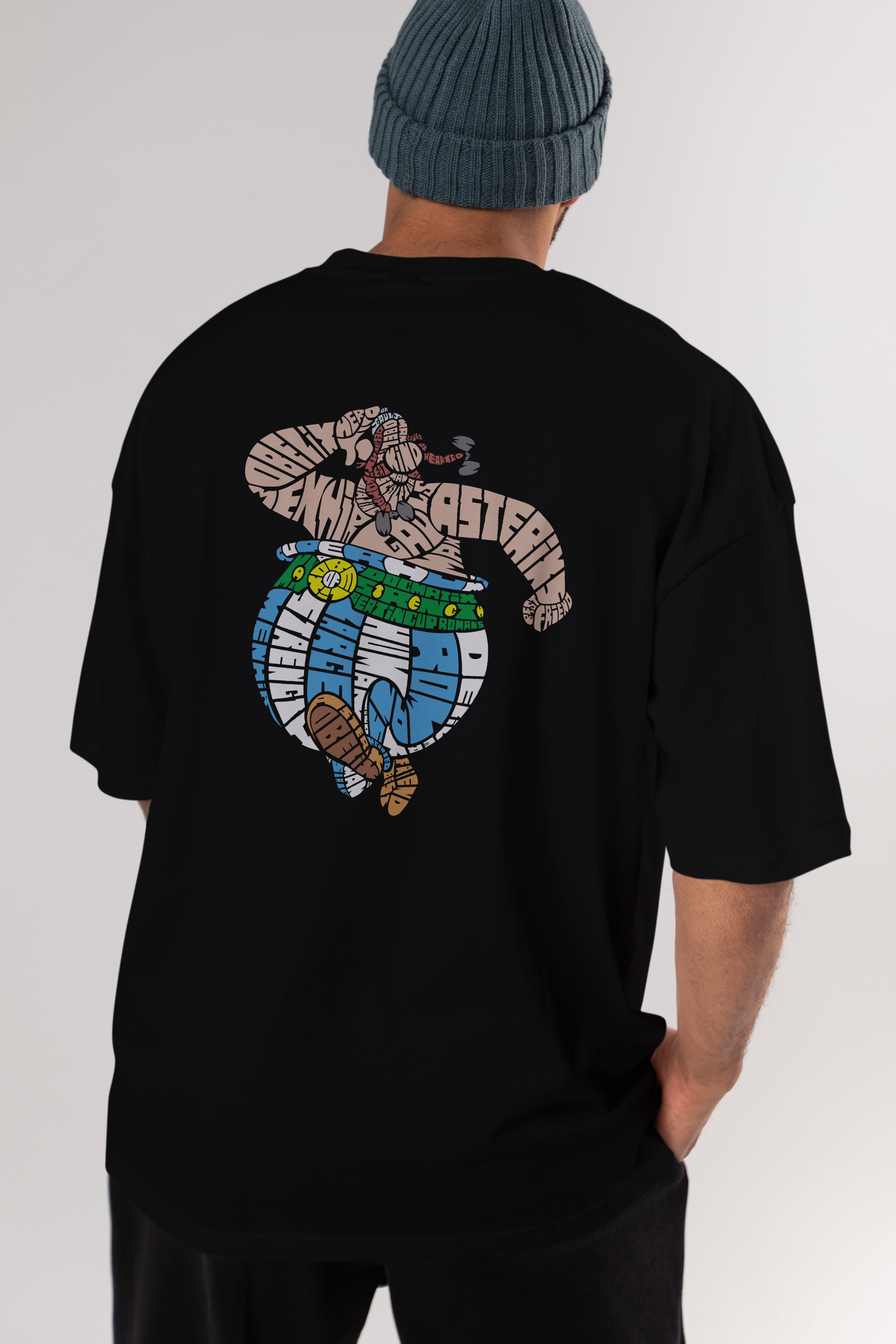 Obelix Arka Baskılı Oversize t-shirt %100 pamuk Erkek Kadın Unisex