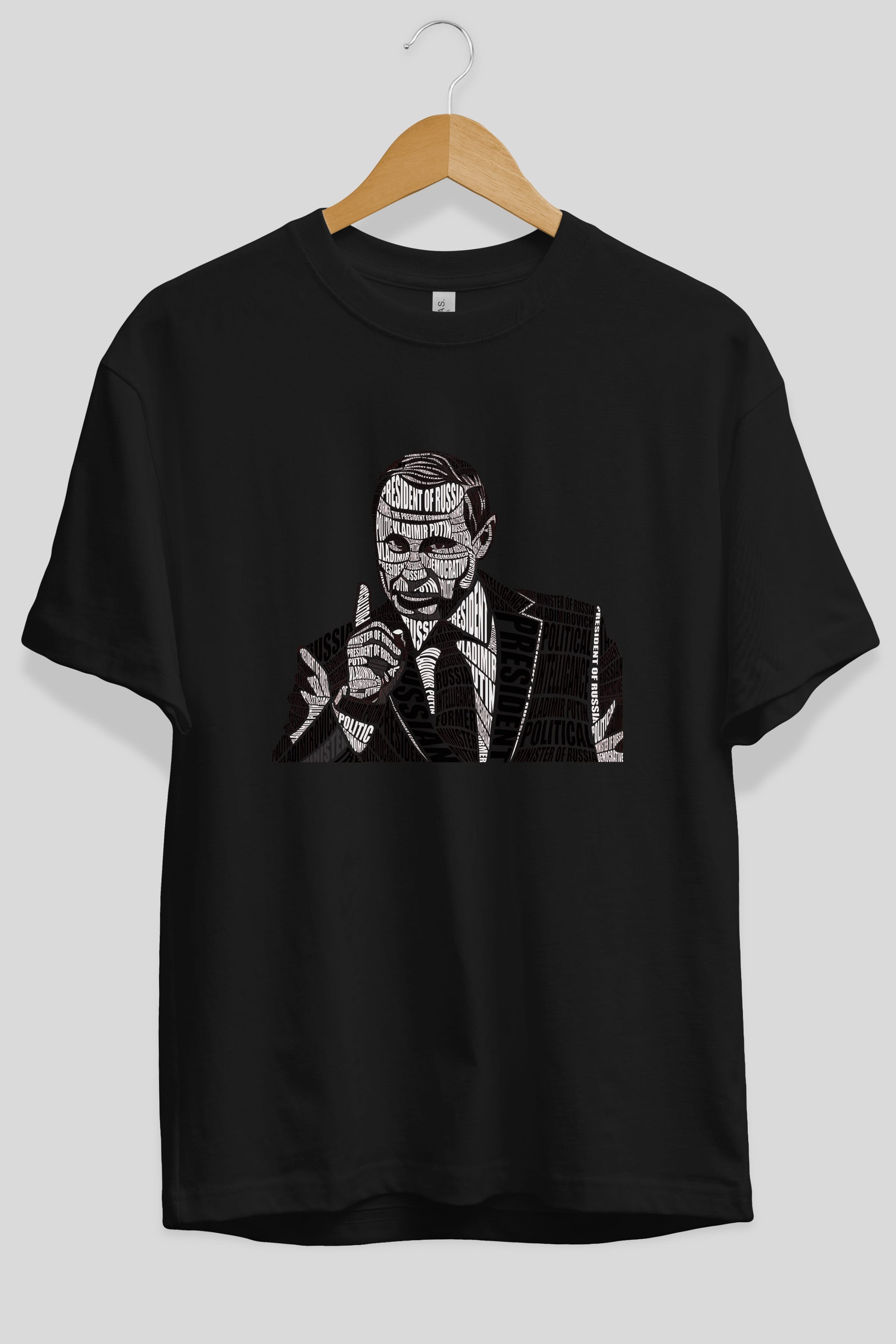 Putin Calligram Ön Baskılı Oversize t-shirt %100 pamuk Erkek Kadın Unisex