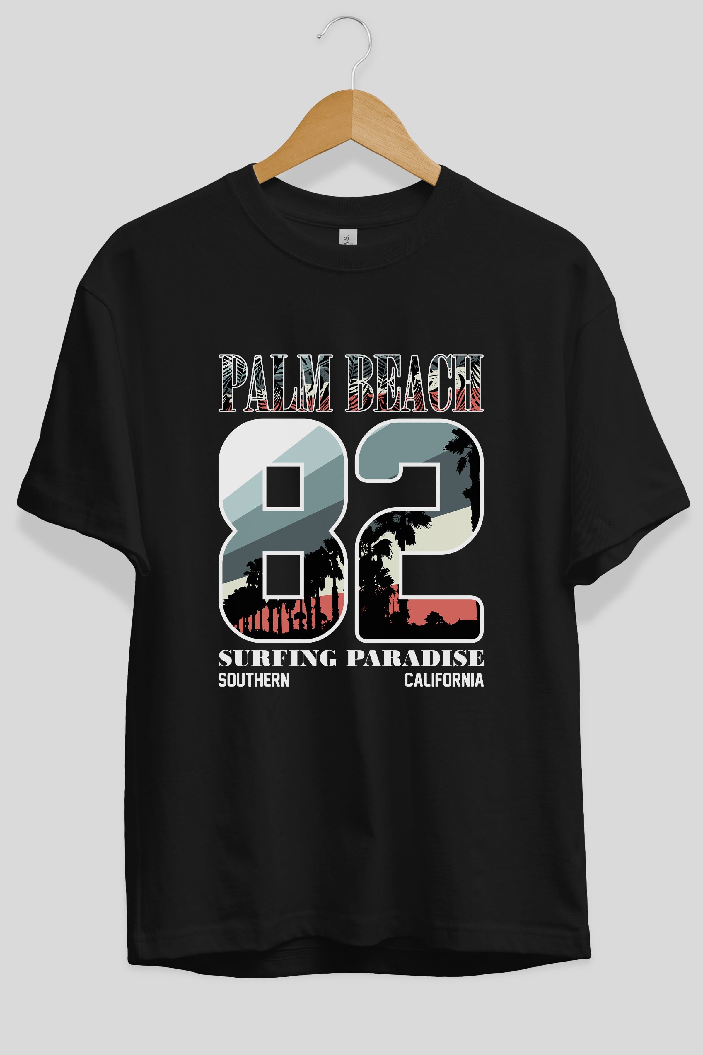 Palm Beach 82 Ön Baskılı Oversize t-shirt Erkek Kadın Unisex