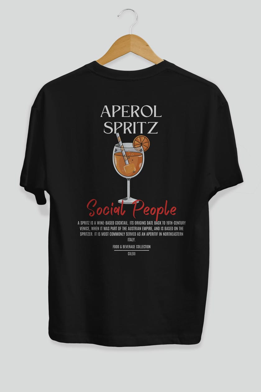 Aperol Sprıtz Kokteyl Serisi Baskılı Oversize t-shirt Erkek Kadın Unisex %100 Pamuk Bisiklet Yaka tişort