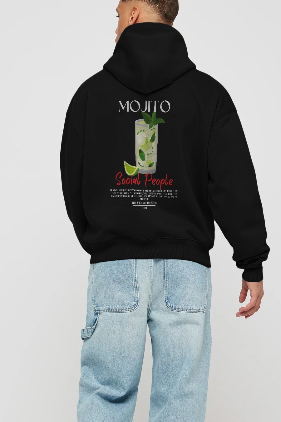 Mojito Kokteyl Arka Baskılı Hoodie Oversize Kapüşonlu Sweatshirt Erkek Kadın